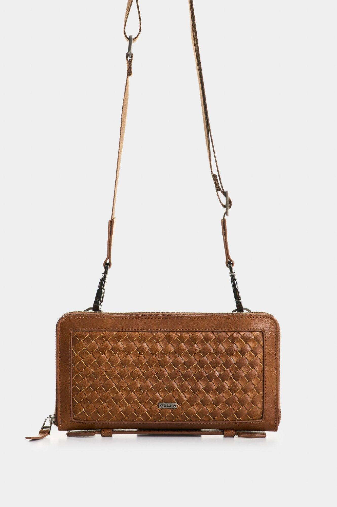 Vélez Cartera Bandolera Elba Cuero Hombre Tejido Frontal-0