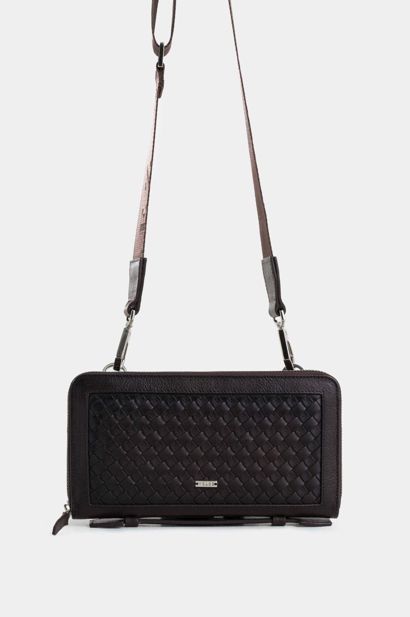 Vélez Cartera Bandolera Elba Cuero Hombre Tejido Frontal-0