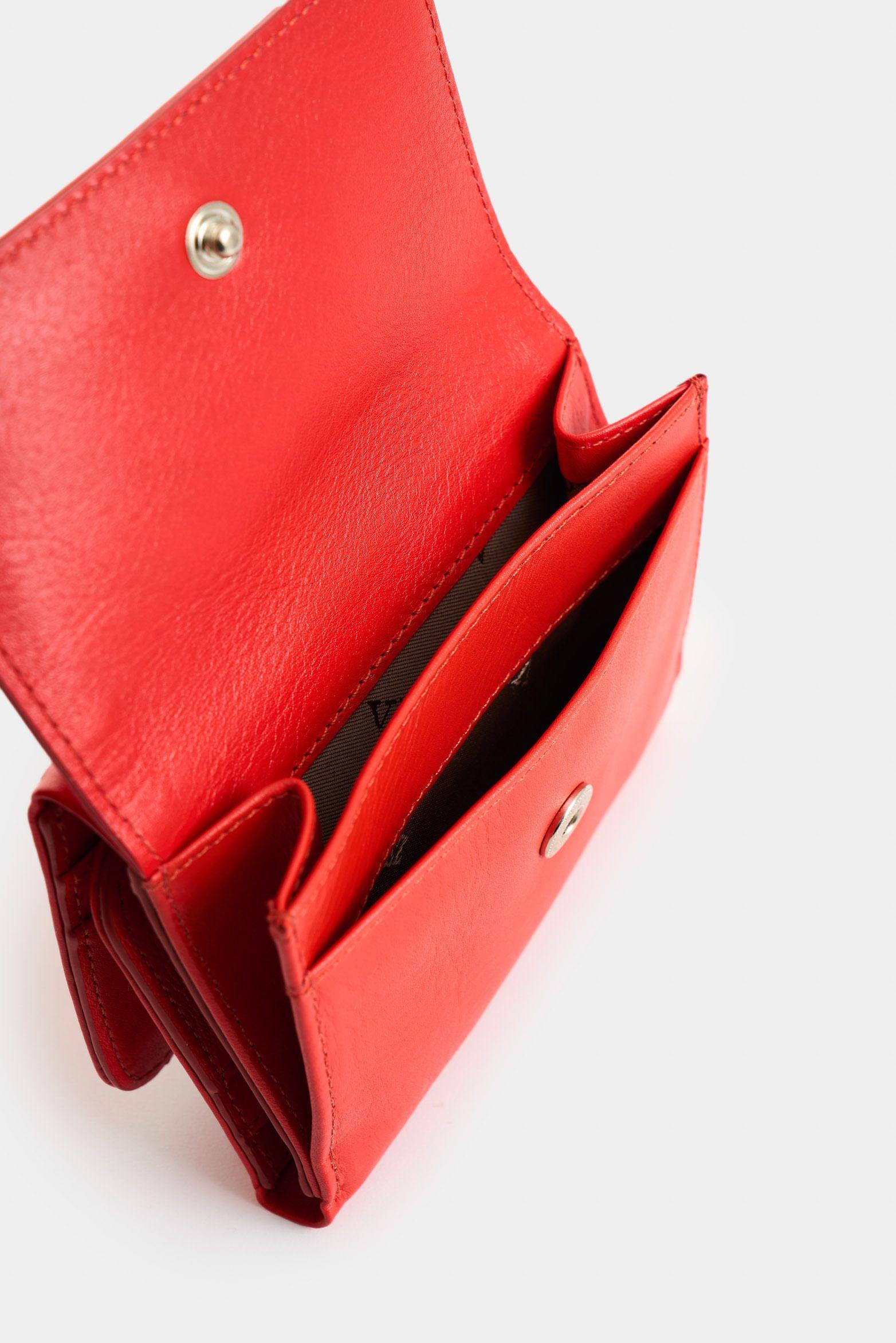 Vélez Billetera Pequeña De Cuero Mujer Con Monedero Rojo-4