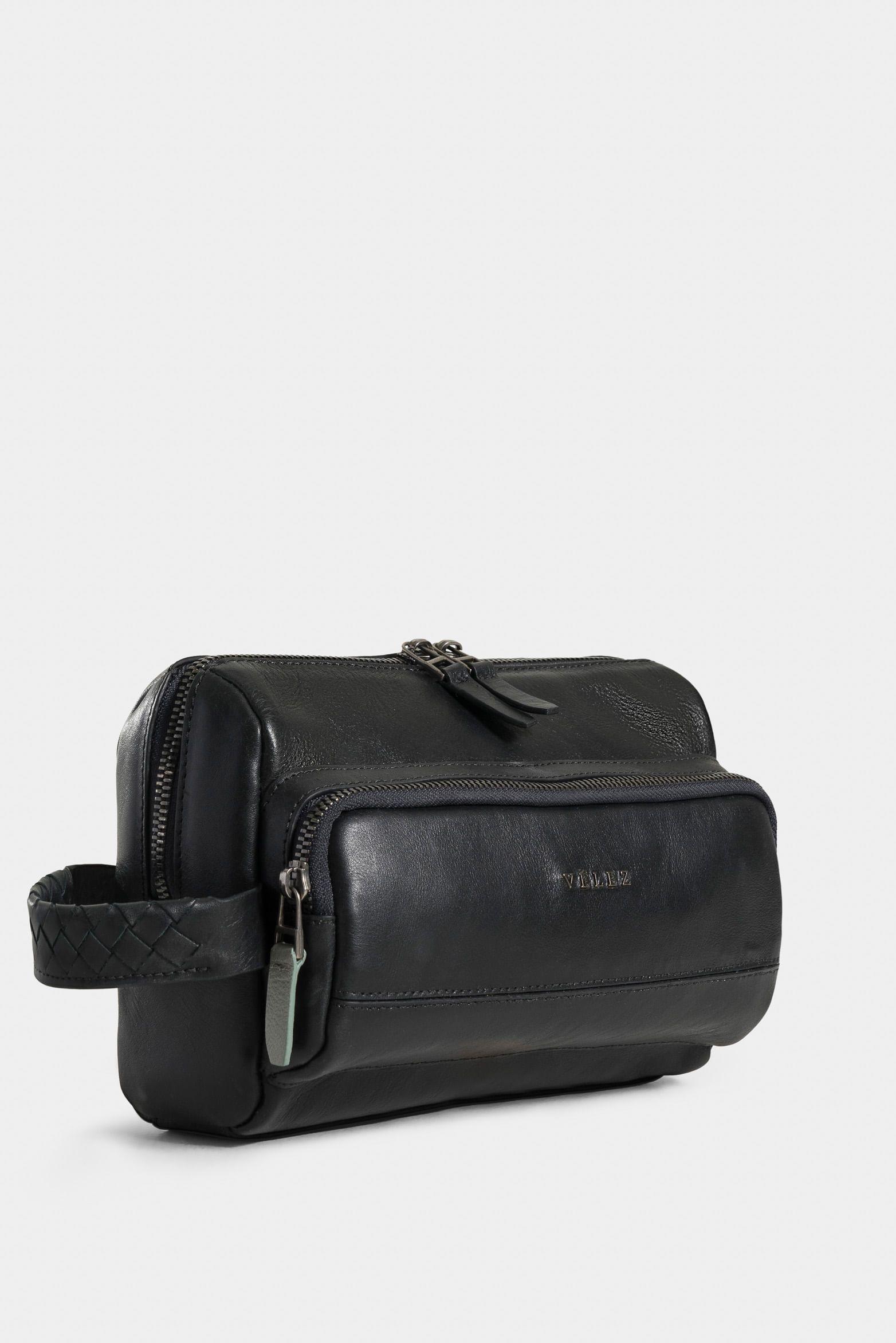 Vélez Organizador De Viaje Alessio Cuero Hombre Negro-1