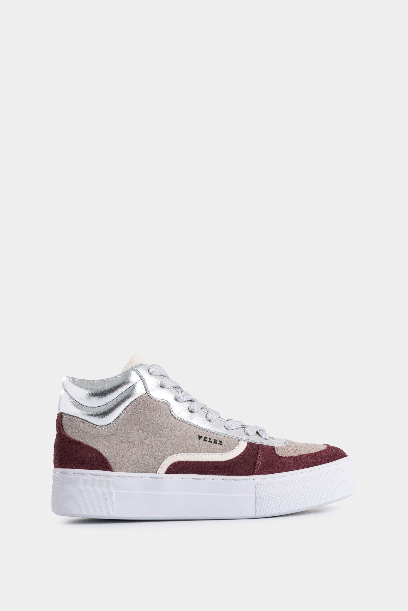 Vélez Zapatilla Tenis Bota Magenta Cuero Mujer Vintage Gris-0