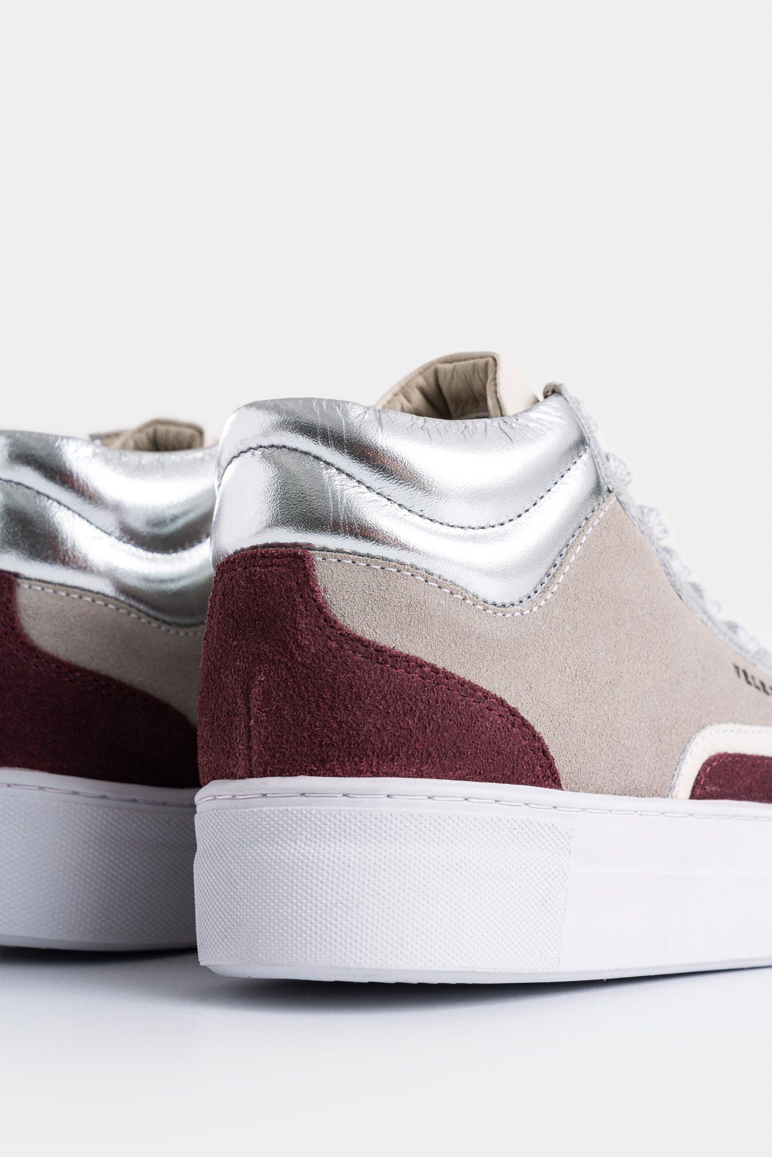 Vélez Zapatilla Tenis Bota Magenta Cuero Mujer Vintage Gris-4