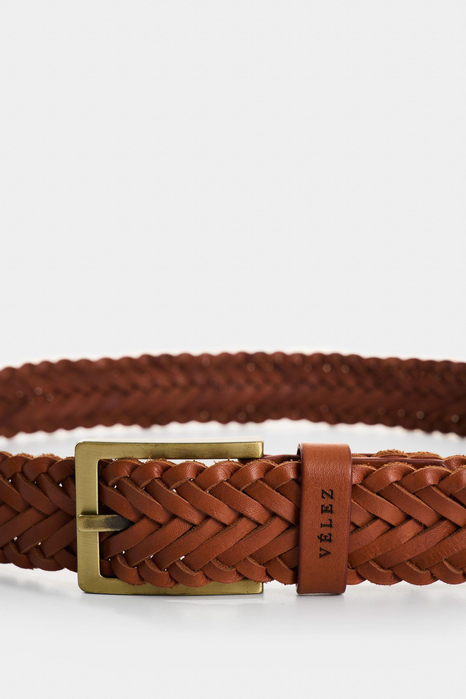 Vélez Cinturón Unifaz Trenzado Cuero Hombre Atlas Terracota-3