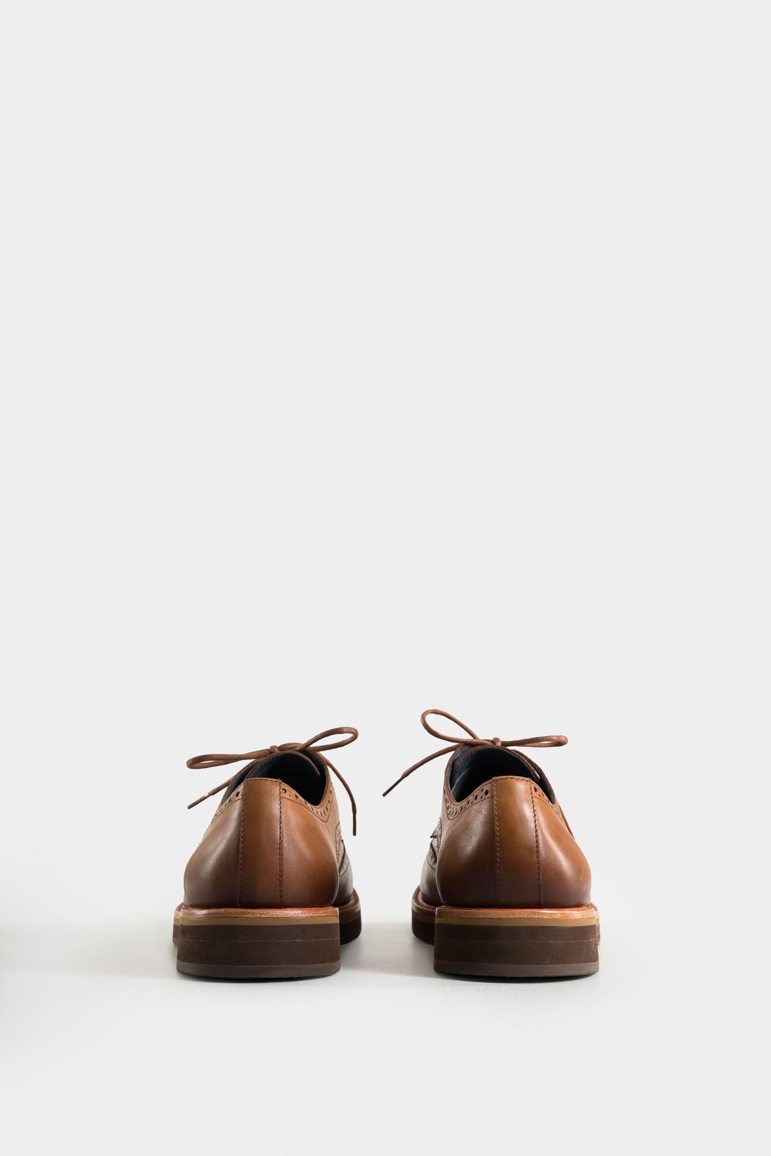 Zapatos cordón Brogue de cuero para hombre cortes tradicionales miel-2