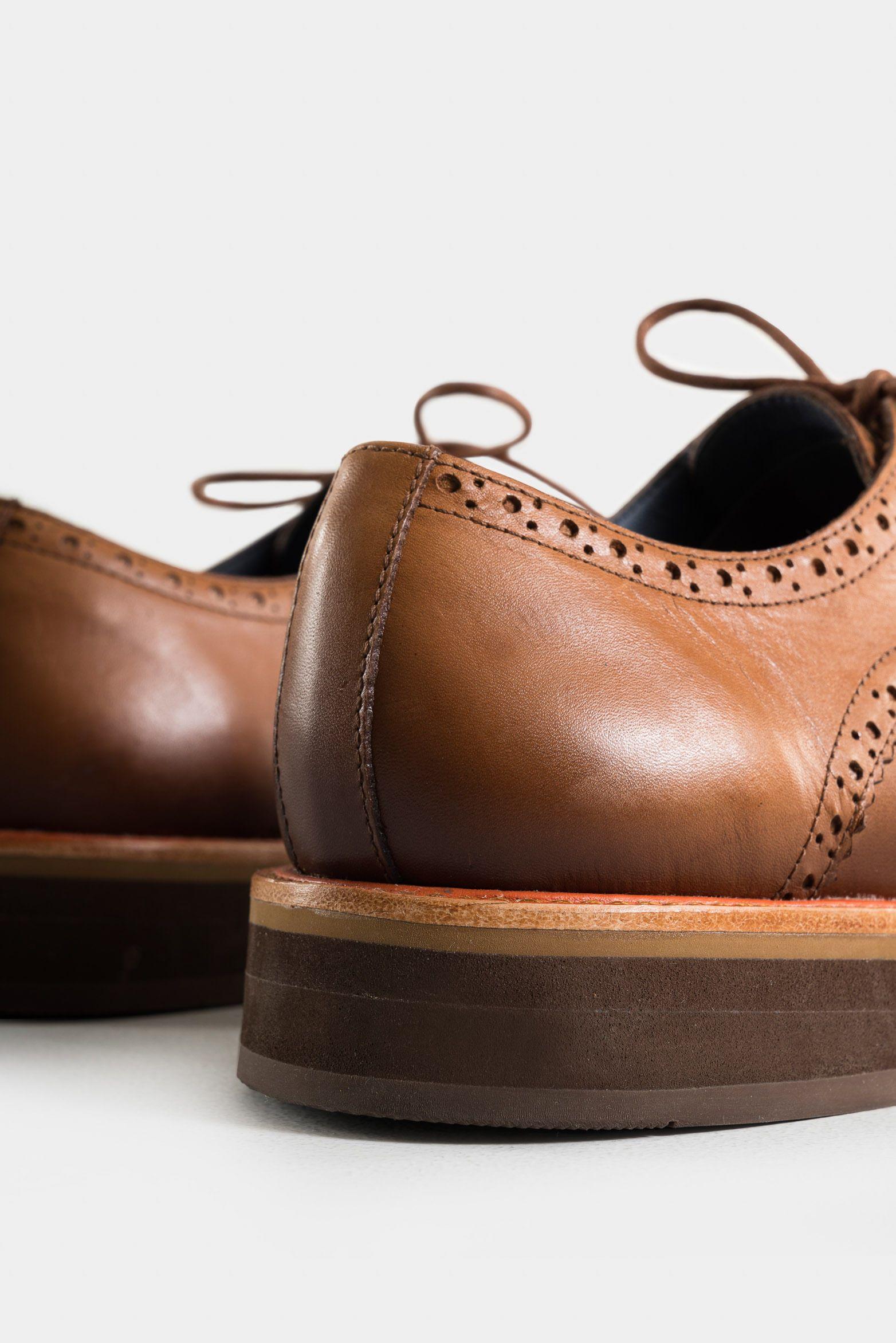 Zapatos cordón Brogue de cuero para hombre cortes tradicionales miel-4