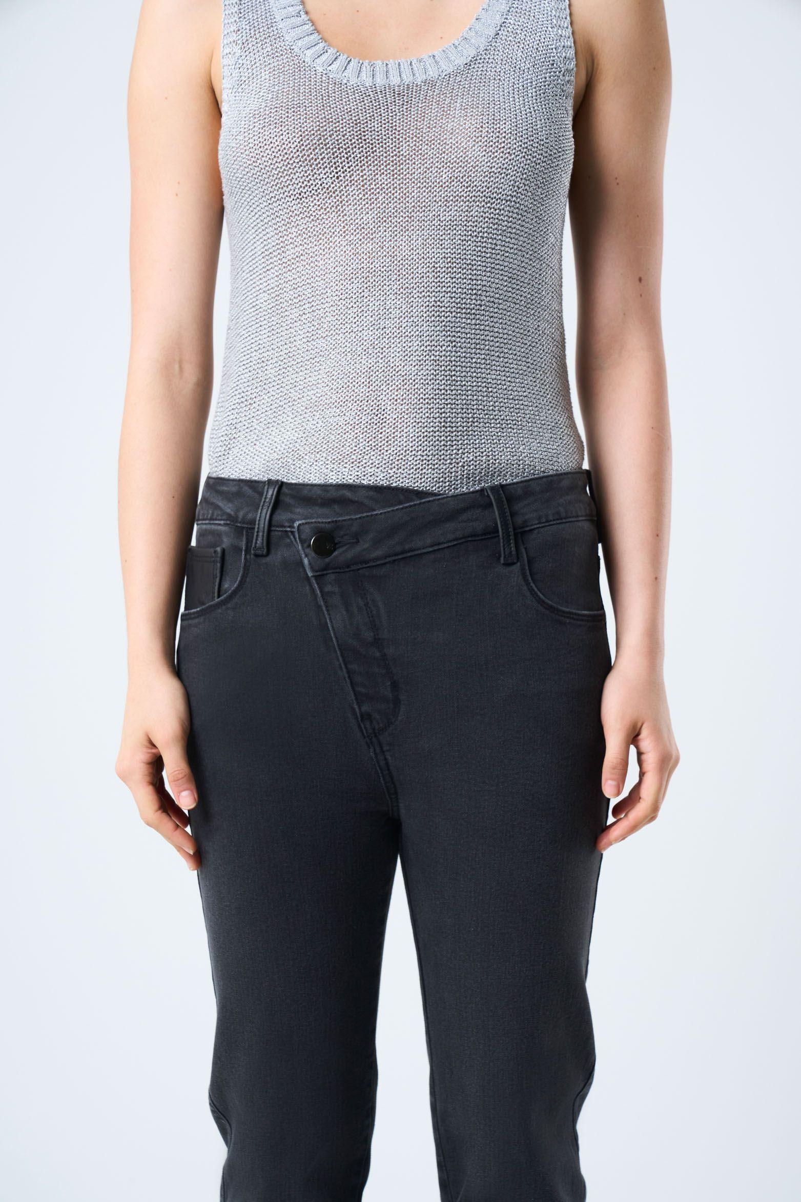 Vélez Jean Danika Slim nim fort Mujer Bota Recta Negro-5