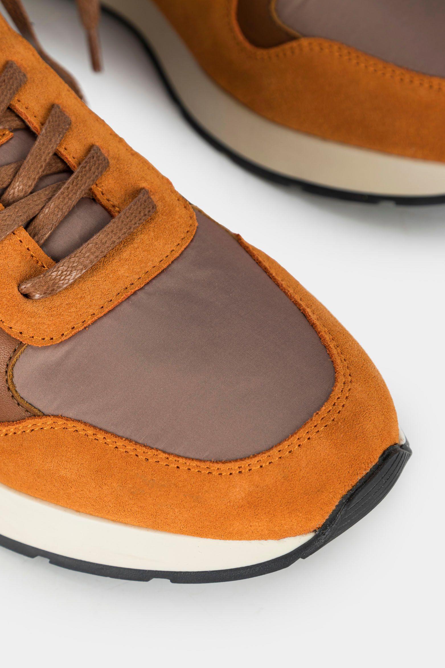 Zapatillas oporto de cuero por lona para hombre mezcla de teturas Naranja-3