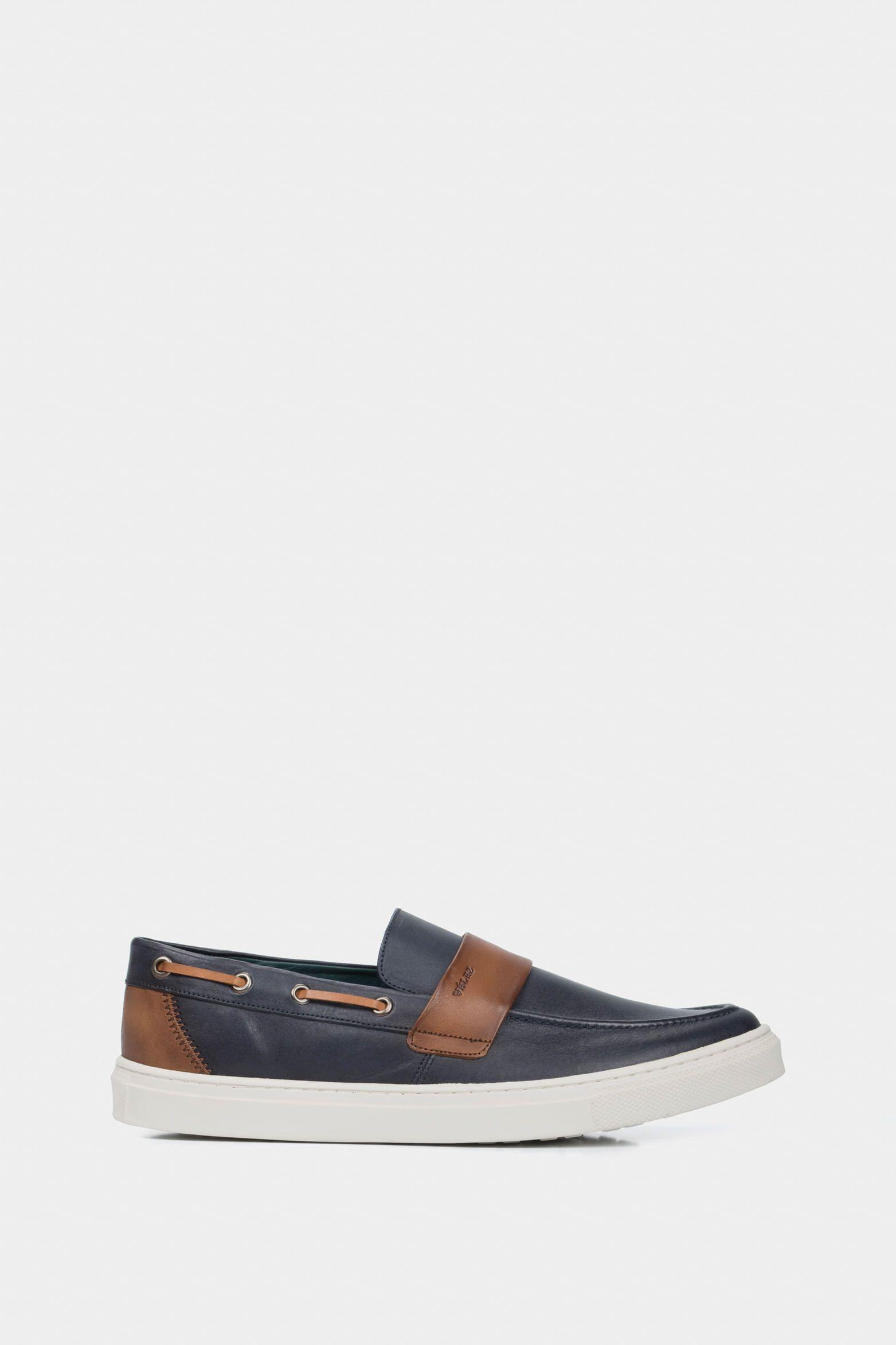 Mocasines deportivos Dante de cuero para hombre vintage  azul-0