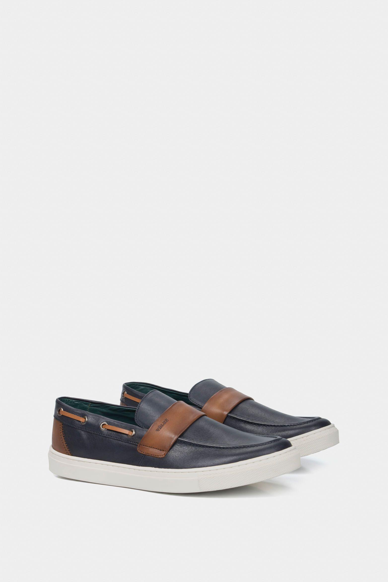 Mocasines deportivos Dante de cuero para hombre vintage  azul-1