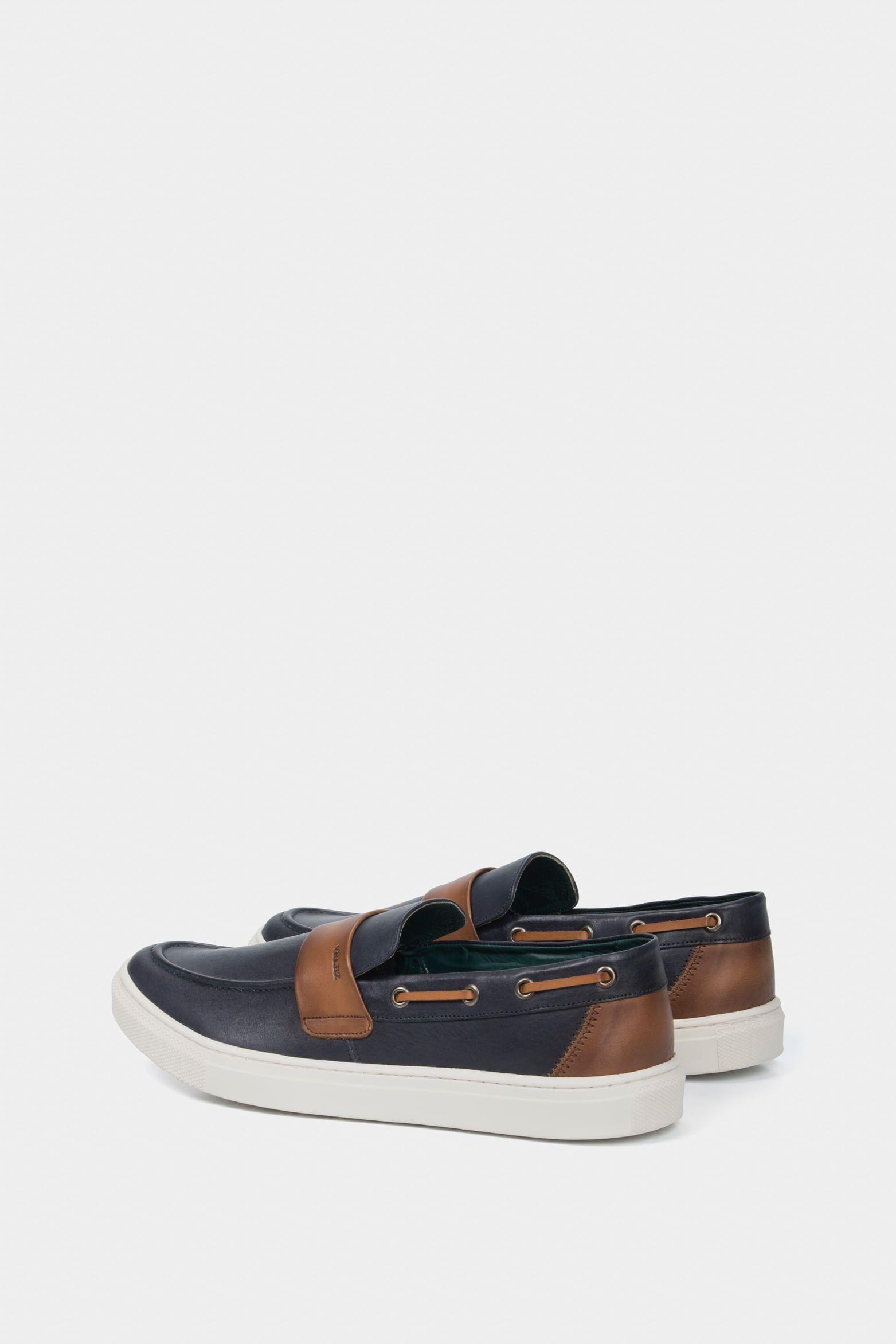 Mocasines deportivos Dante de cuero para hombre vintage  azul-2