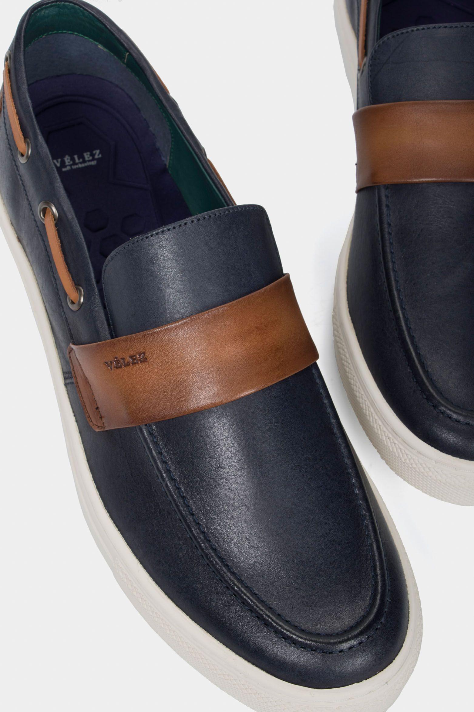 Mocasines deportivos Dante de cuero para hombre vintage  azul-3