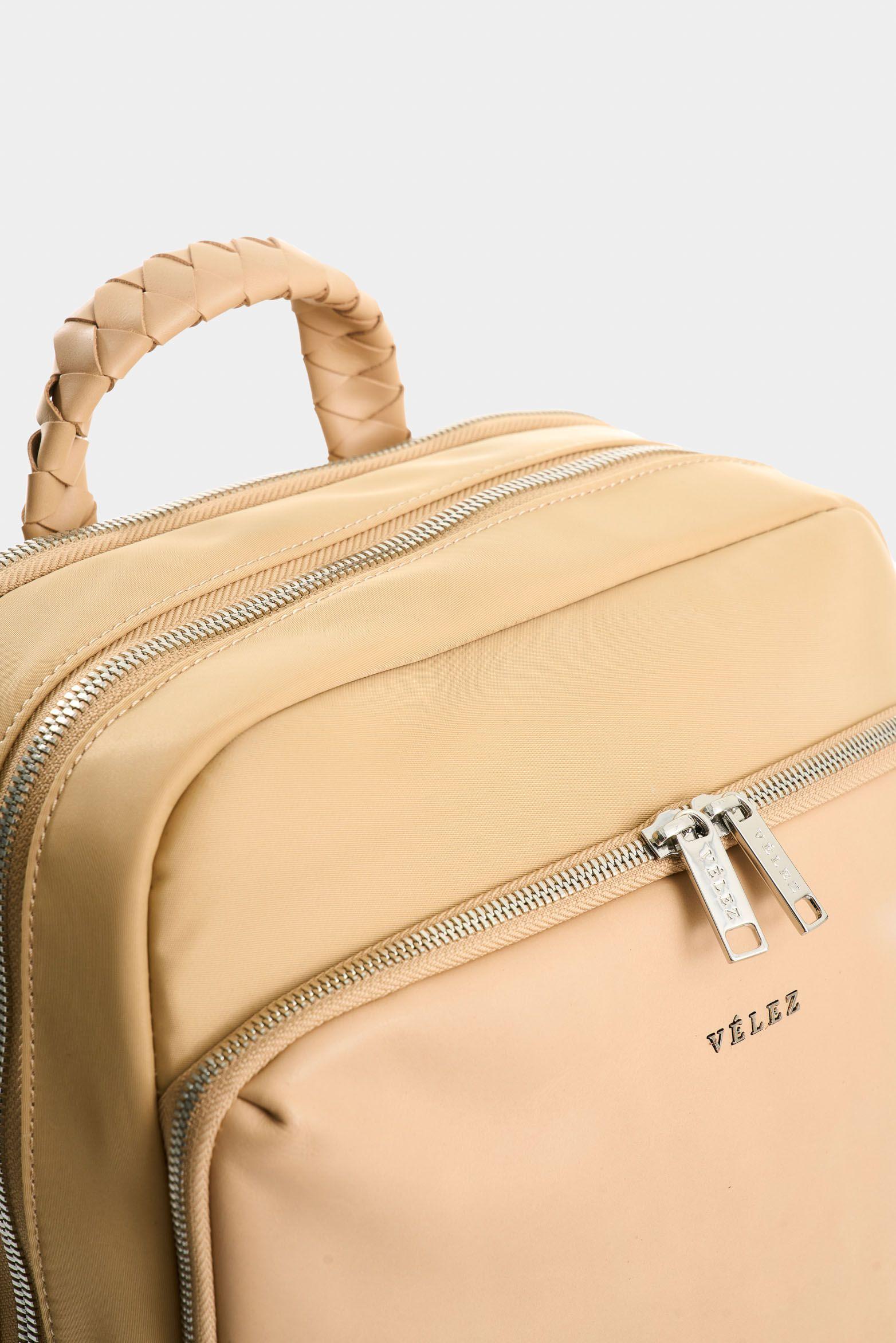 Vélez Mochila Marfilo Cuero Y Nylon Mujer  Negro-3