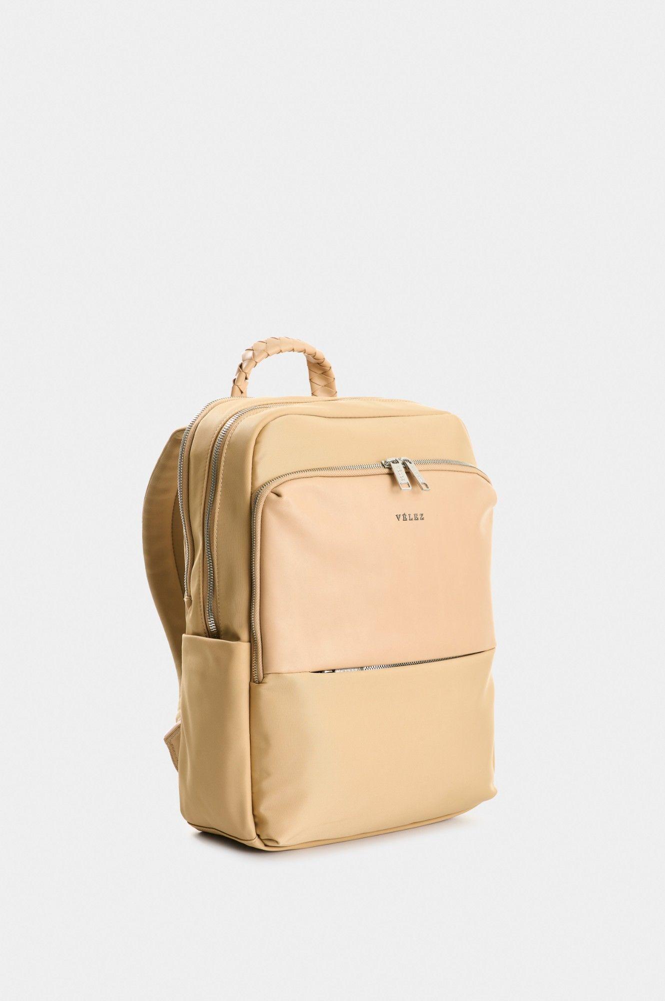 Vélez Mochila Marfilo Cuero Y Nylon Mujer  Negro-1