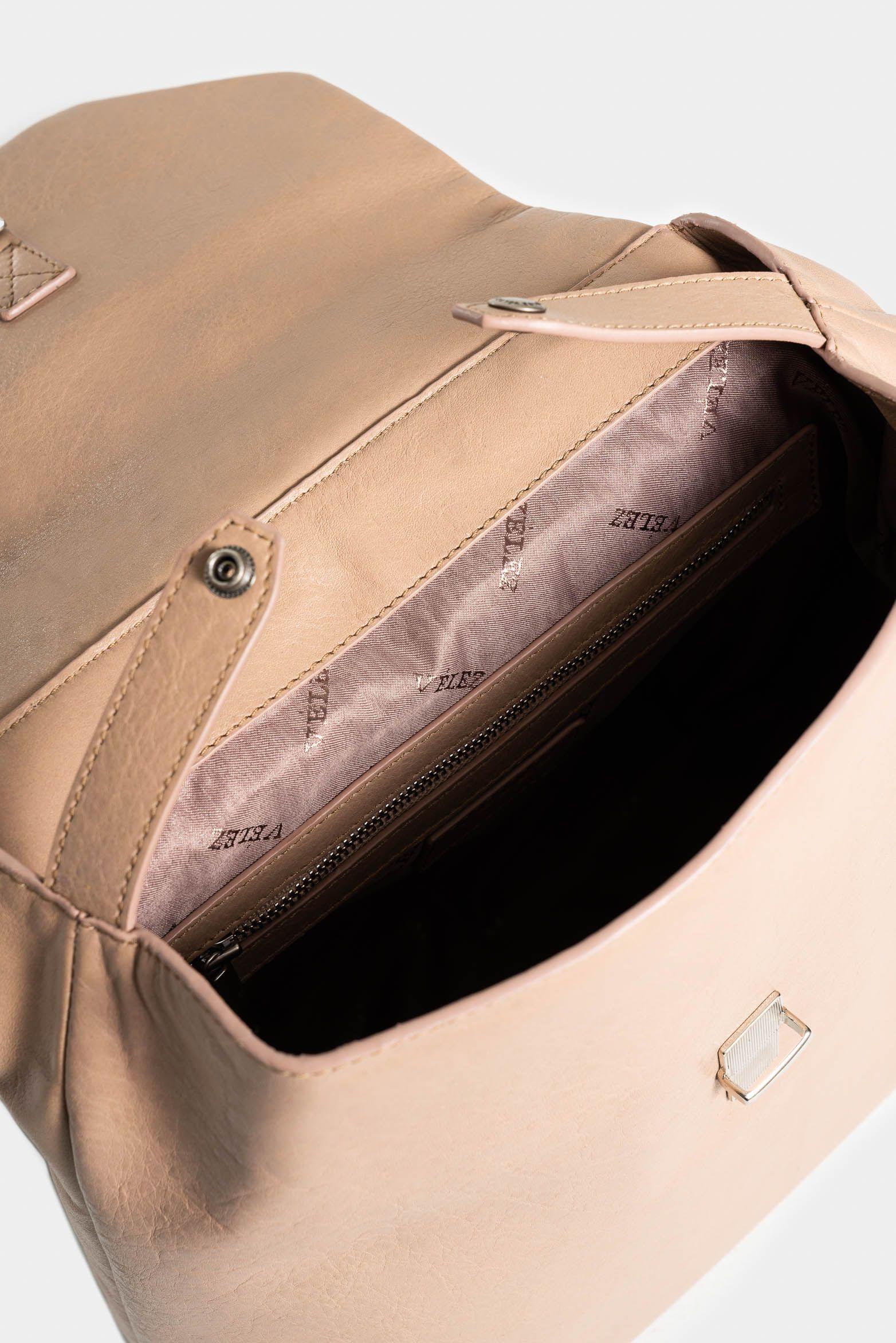 Vélez Mochila Goji De Cuero Para Mujer Tapa Tejida Arena-4