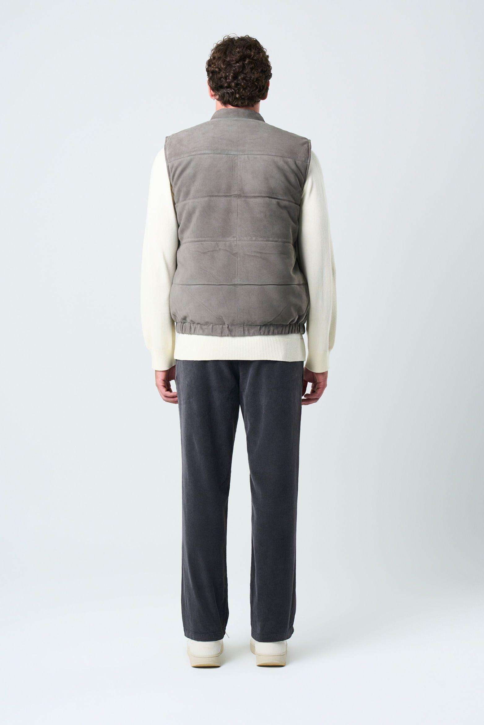Vélez Chaleco Sika De Cuero Para Hombre Doble Faz Gris-2