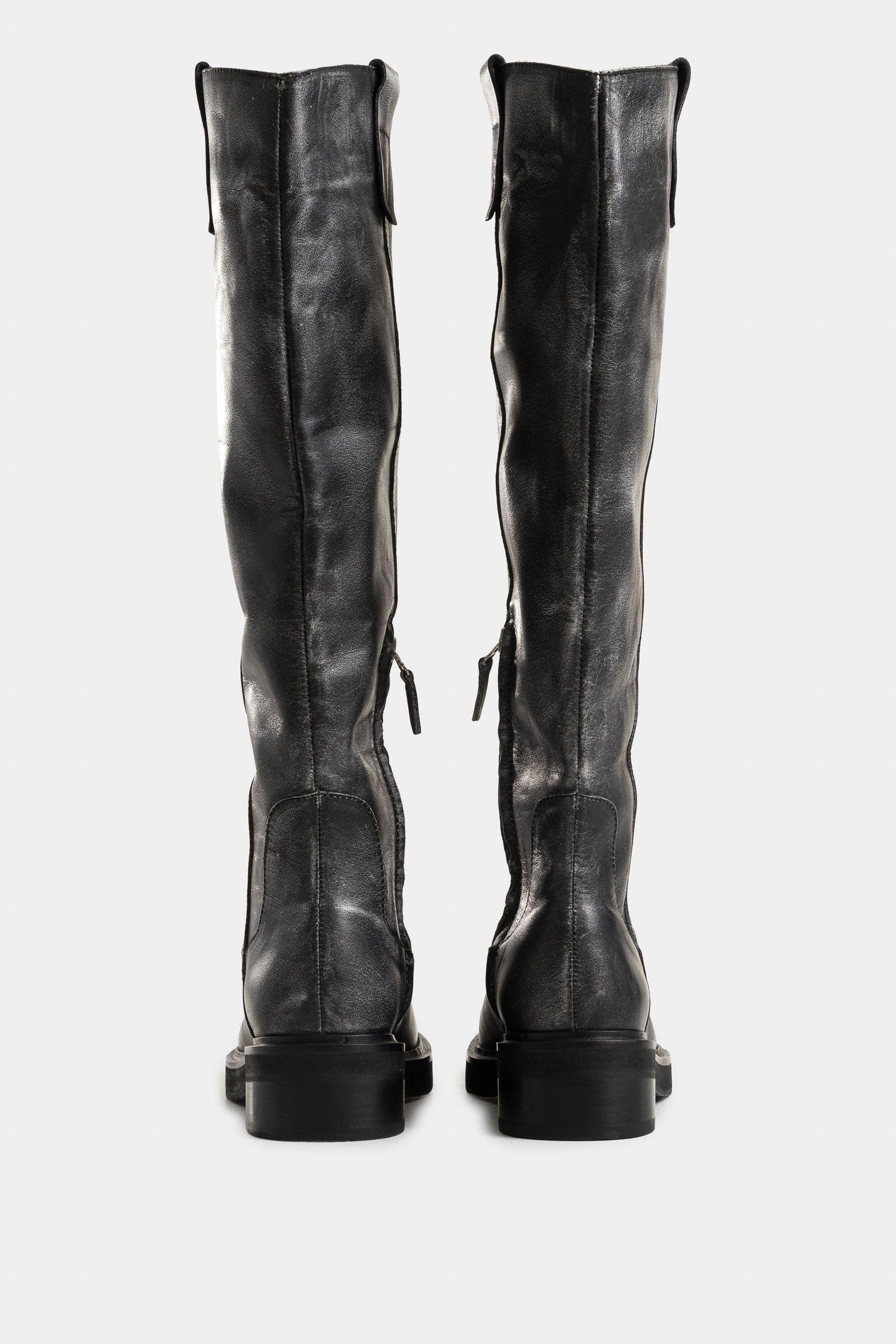 Vélez Botas Tulipan Cuero Brush Off Mujer Metalizado Gris-2