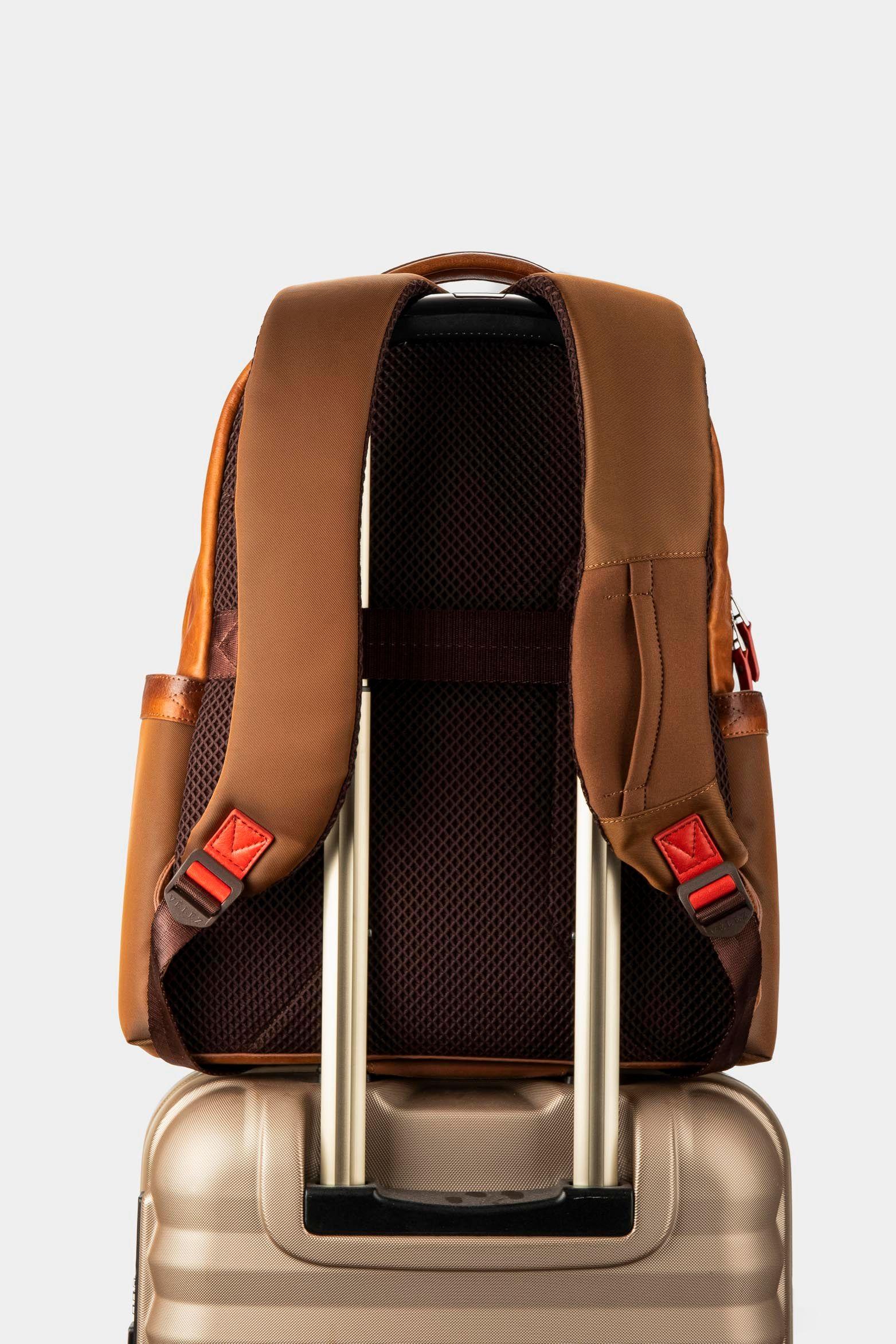 Mochila fagus 2.0 de cuero para hombre lona en nylon Miel-3