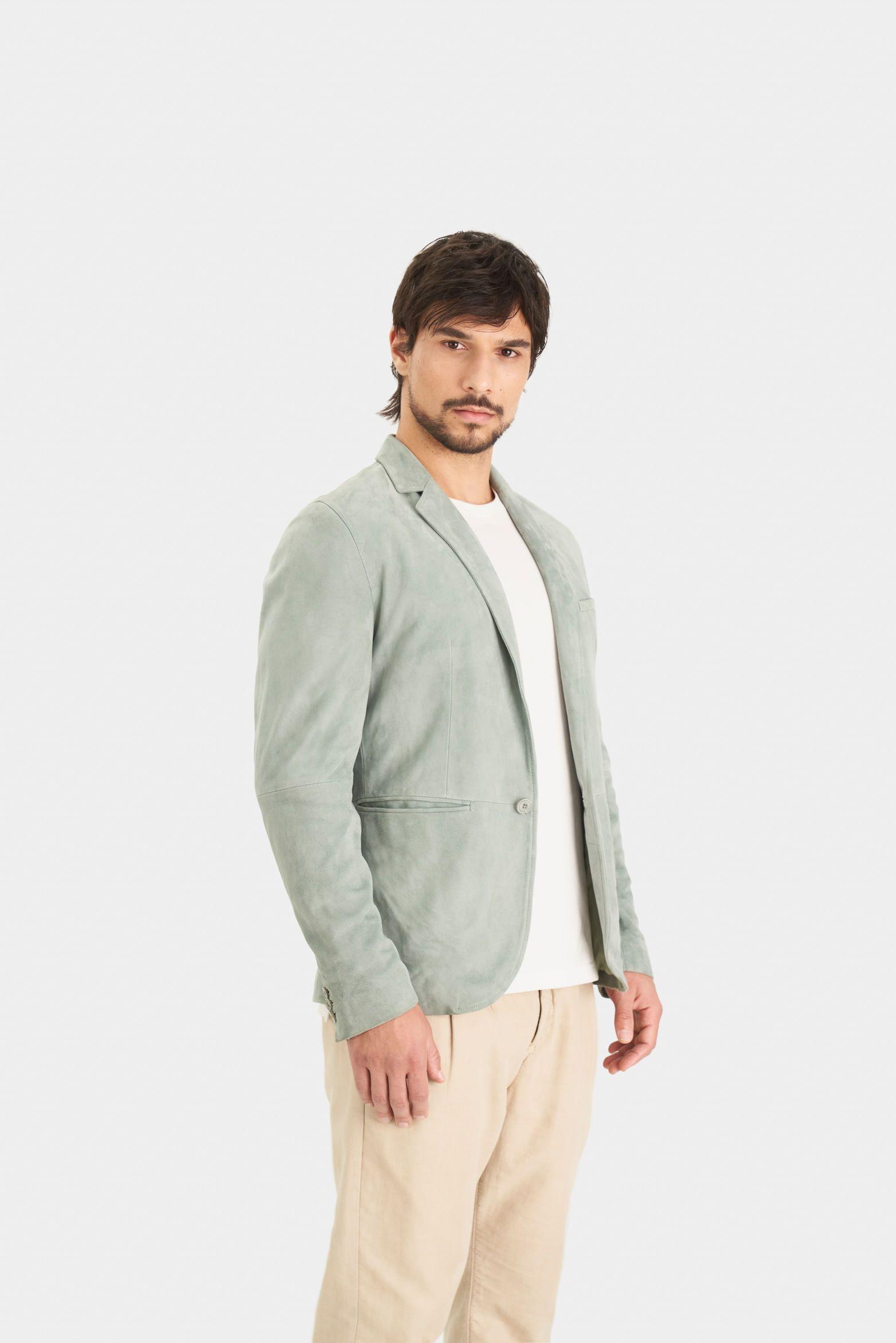 Vélez Blazer Niger Gamuza Hombre Fit Semi Ajustado Agua Marina-2