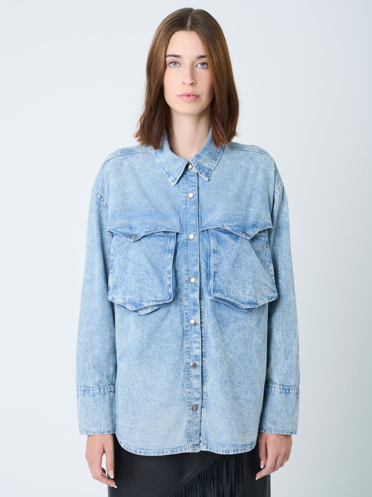 Vélez Camisa Perseus Para Mujer Oversized Azul Claro-0