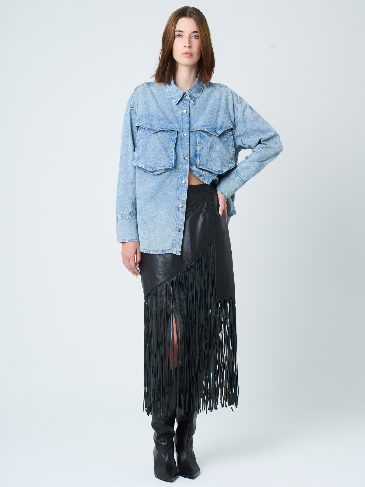 Vélez Camisa Perseus Para Mujer Oversized Azul Claro-3