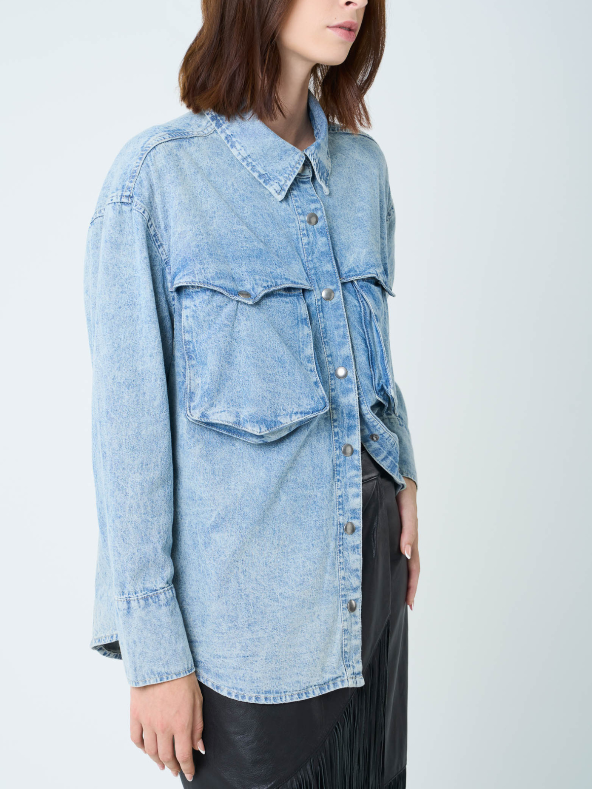 Vélez Camisa Perseus Para Mujer Oversized Azul Claro-4