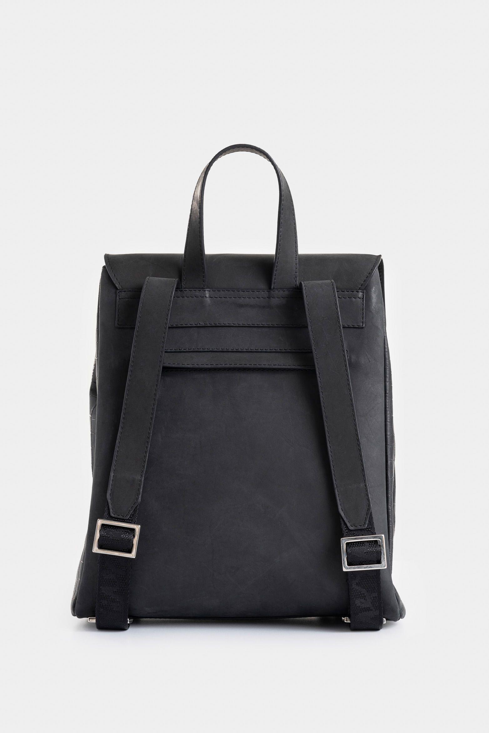 Morral Corina 2 de cuero para mujer detalle grabado negro-2