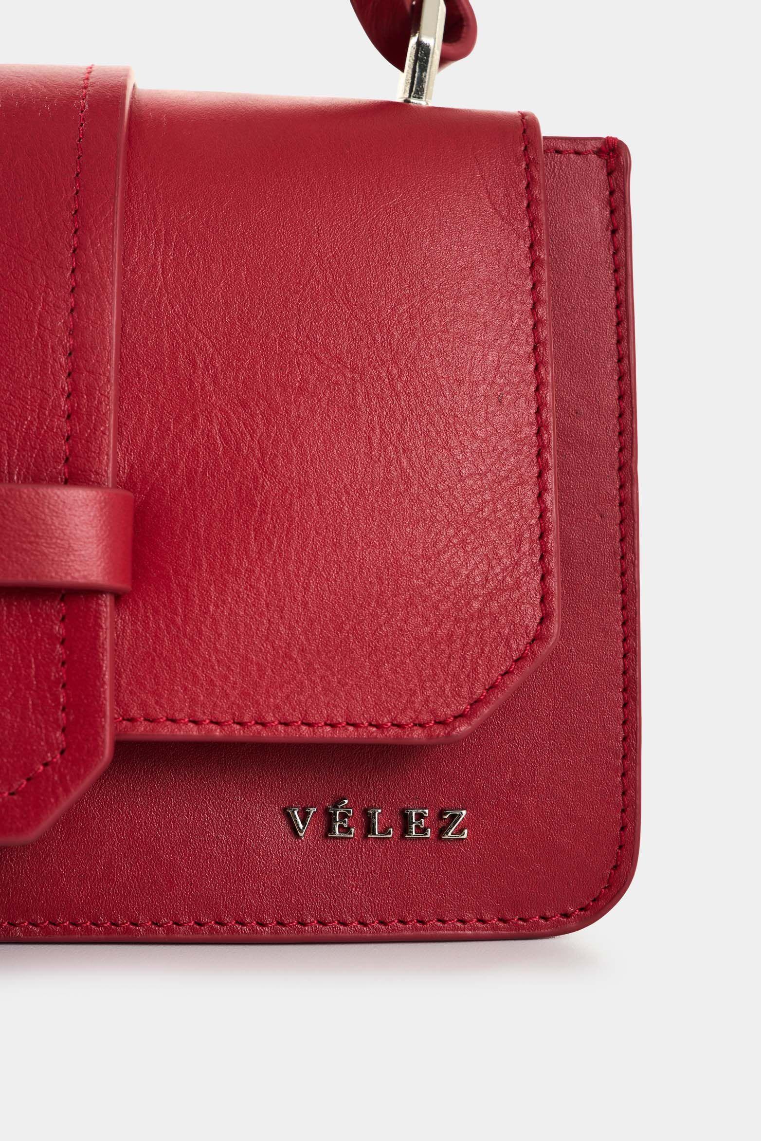 Vélez Manos Libres Garniel De Cuero Mujer Manija Tejida Rojo-3