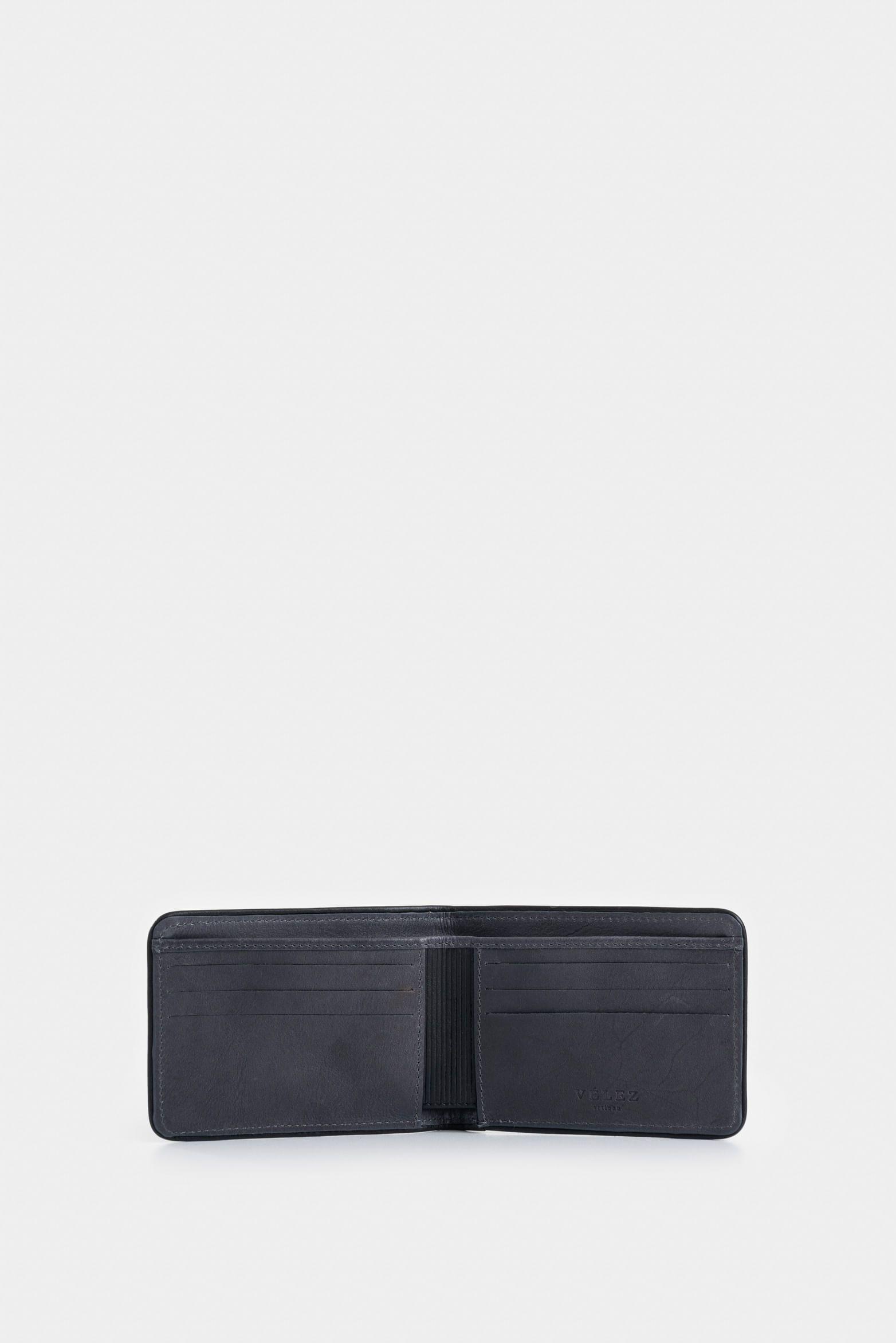 Billetera Pegasus de cuero para hombre detalle contraste gris-1