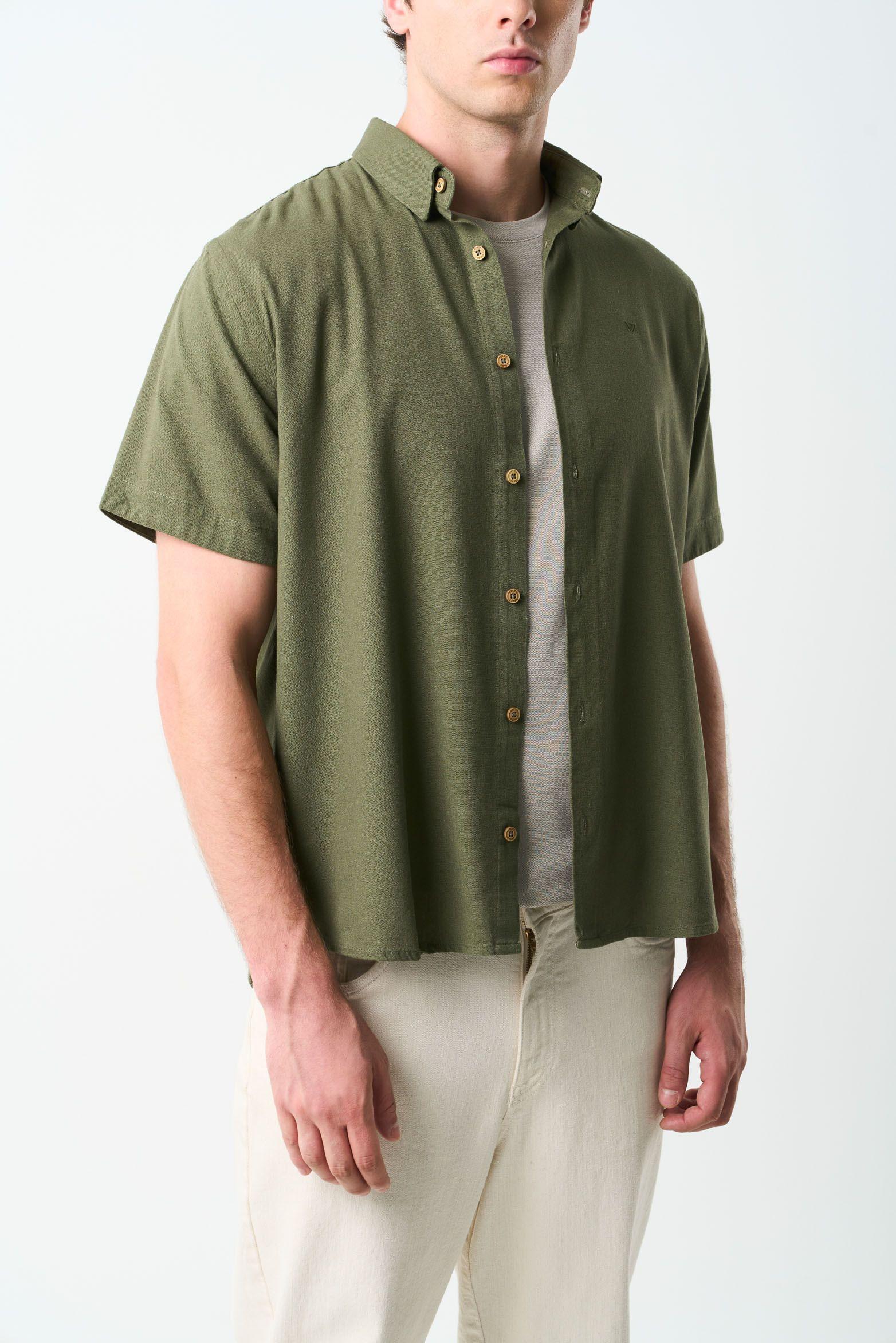 Vélez Camisa Manga Corta Semifit Hombre Sevilla Verde Oliva-4