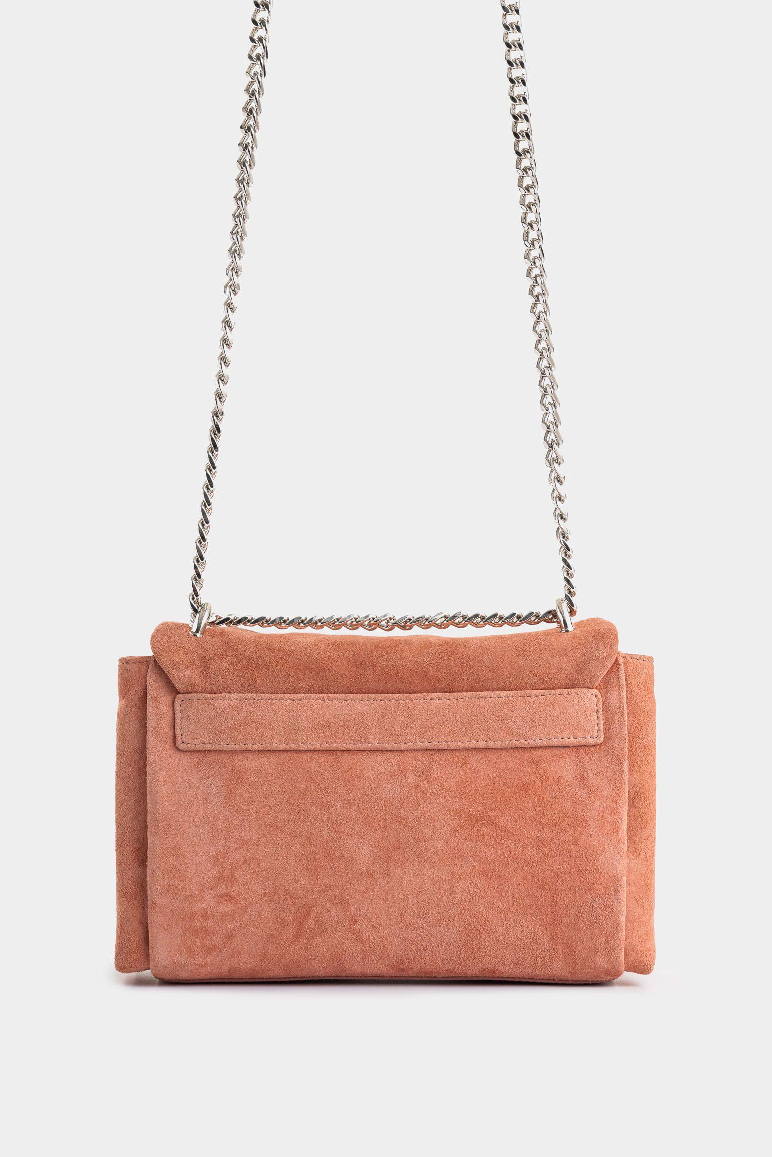 Bowling Lili 2.0 de cuero gamuza para mujer detalle cadena rosado-2