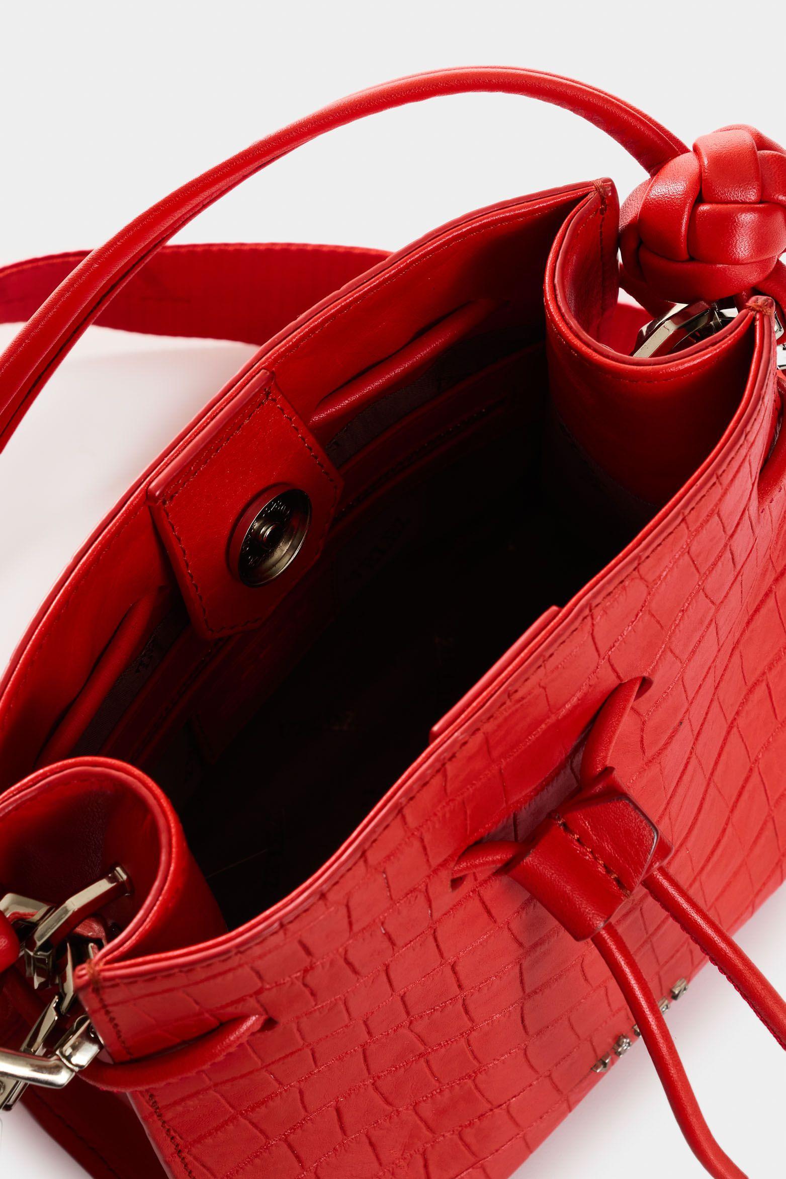Vélez Manos Libres De Cuero Grabado Para Mujer Aromia Rojo-4