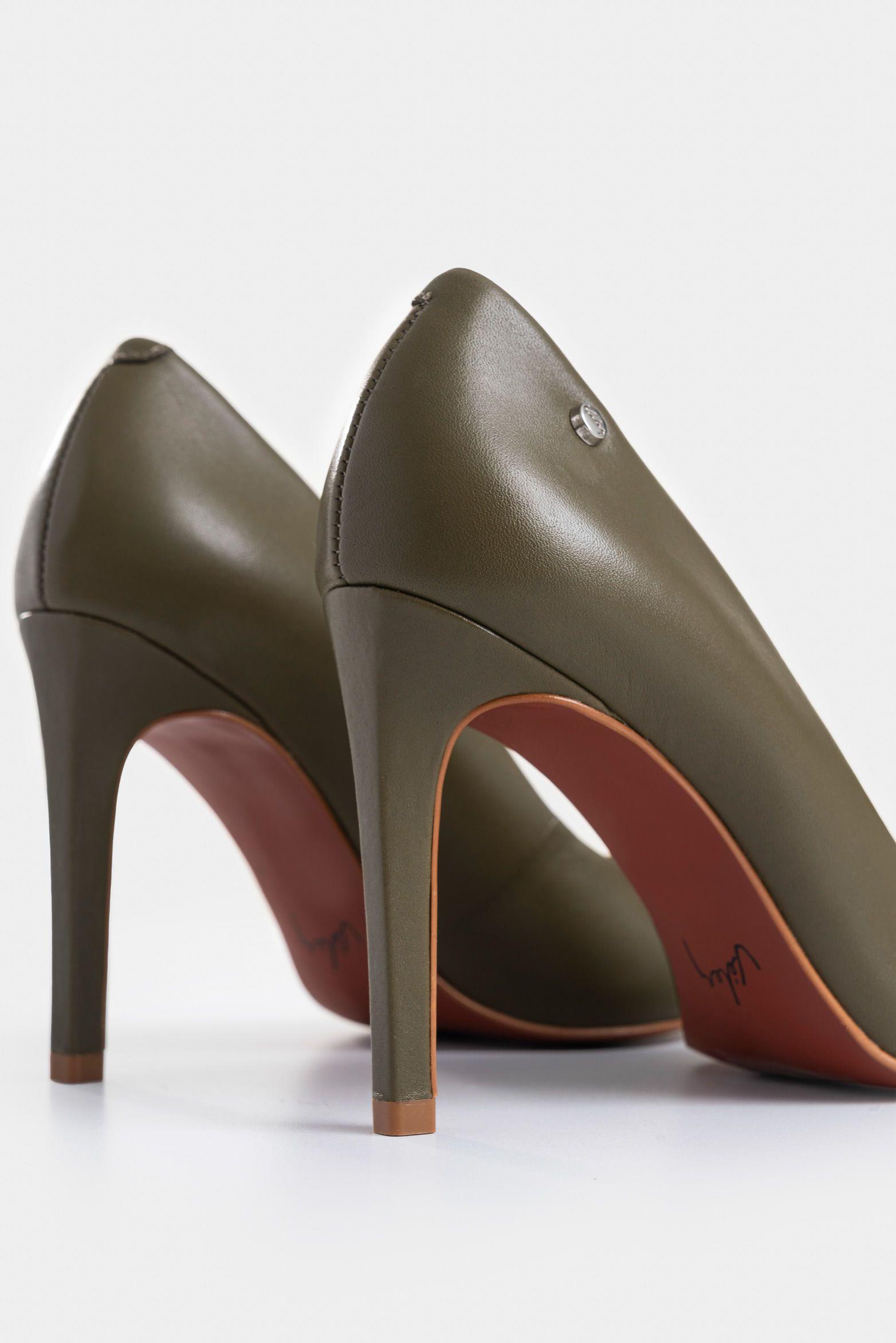 Vélez Tacos Cerrados De Cuero Liso Verde-4