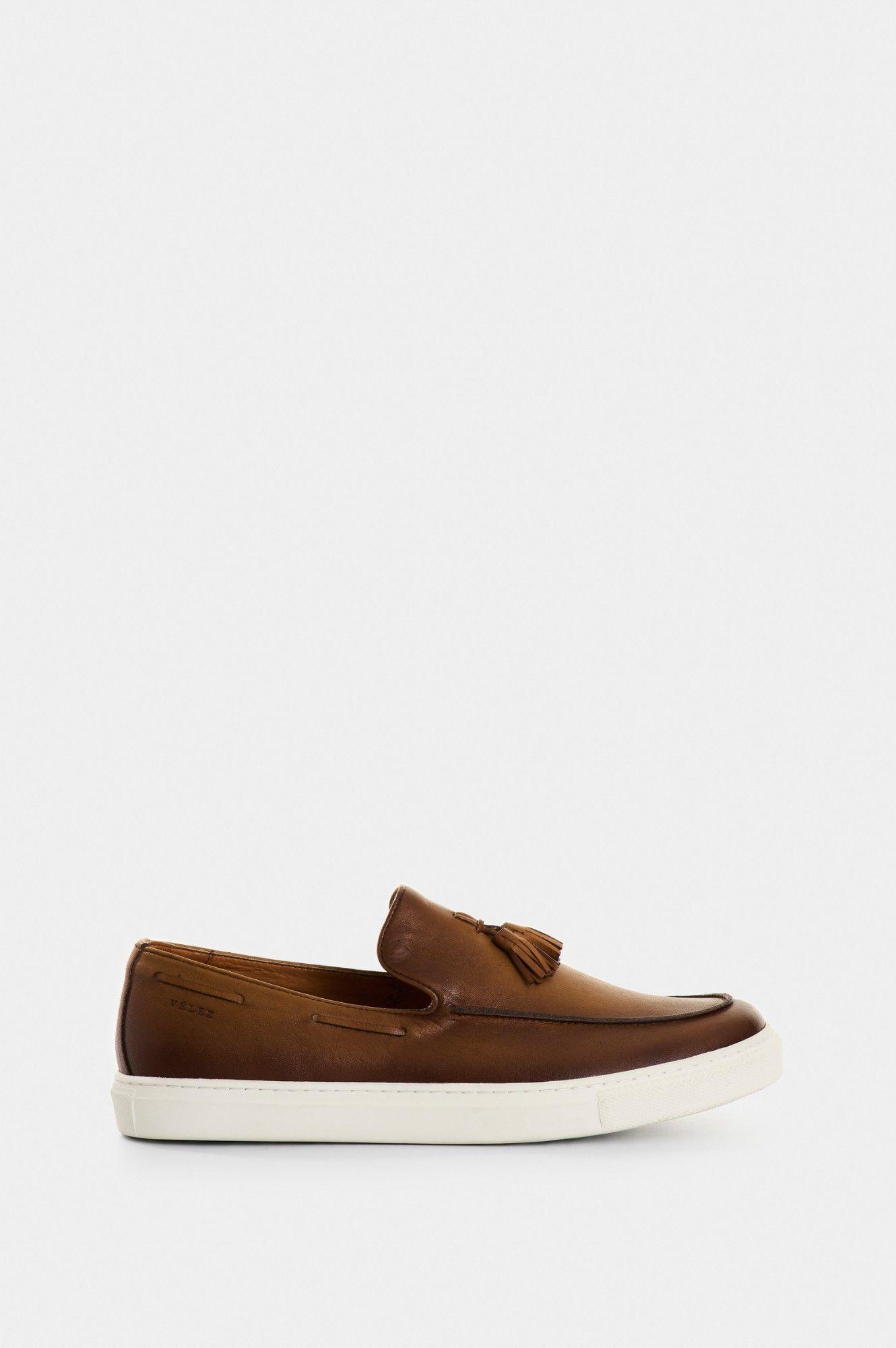 Vélez Mocasín Solan Cuero Hombre Acabado Envejecido Miel-0