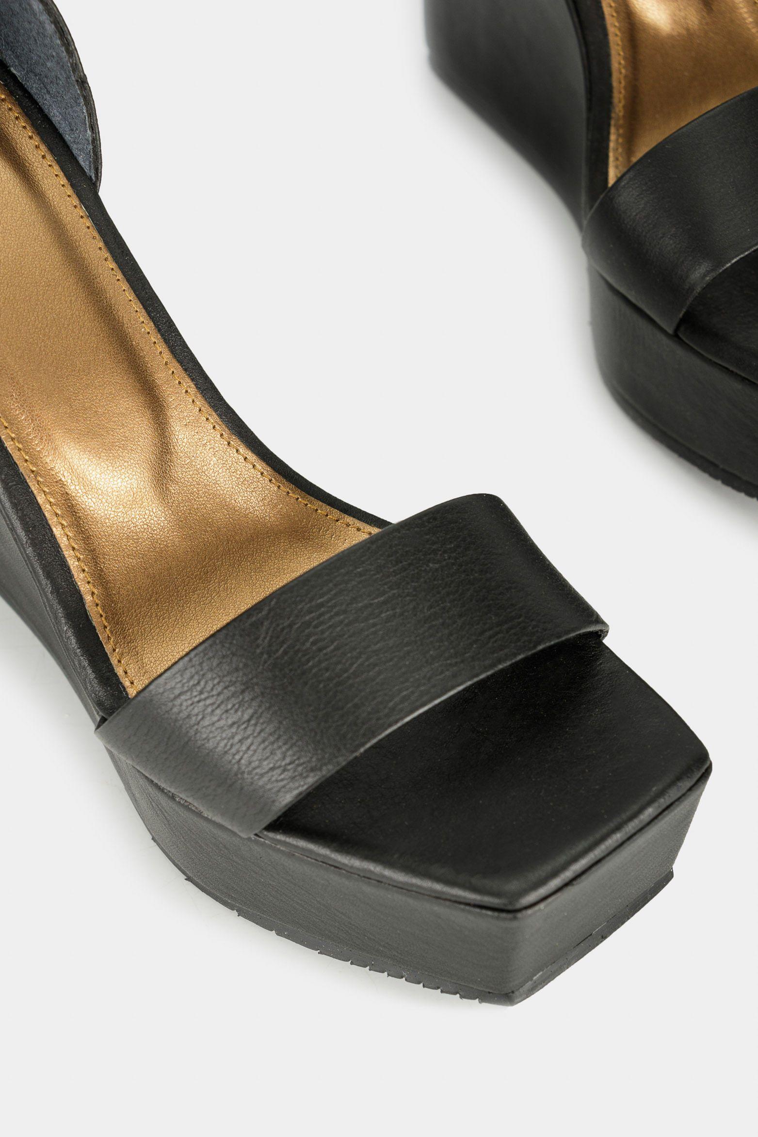 Vélez Sandalia Cortázar De Cuero Mujer Plataforma Alta Negro-5