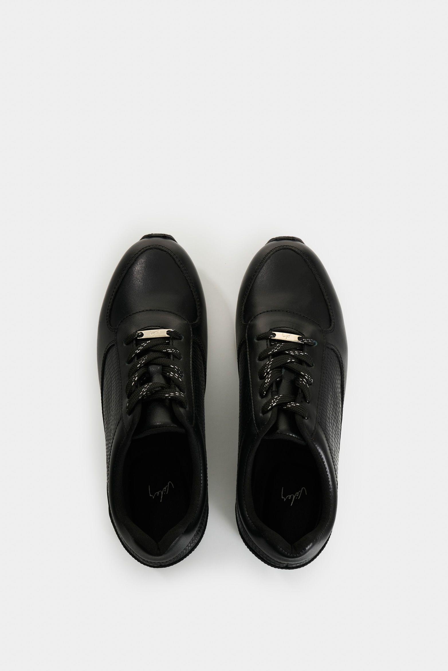 Vélez Zapatillas Cuero Detalle Grabado Mujer Tropical2 Negro-3