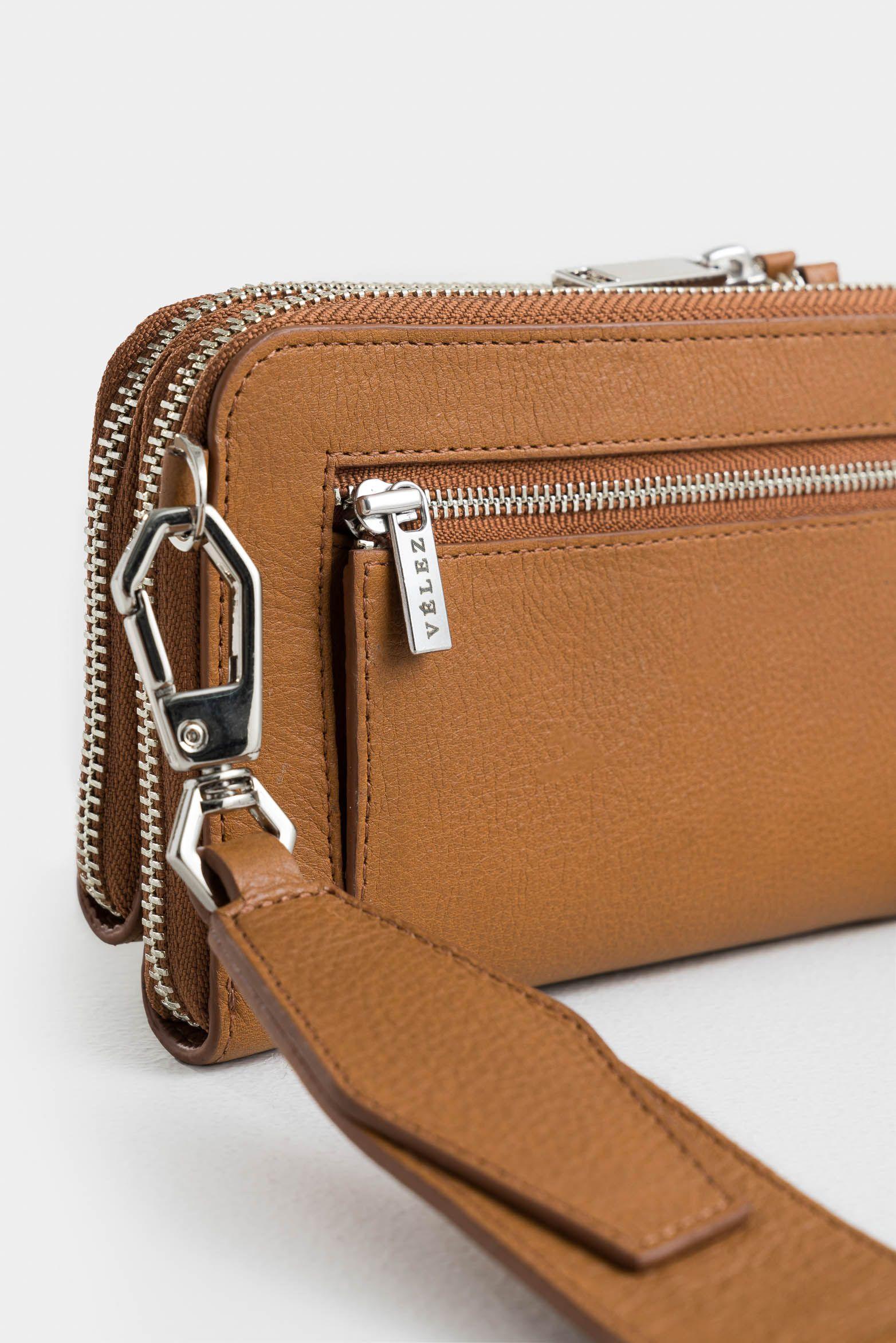 Porta chequera Ibiza de cuero para mujer multifunción miel-4