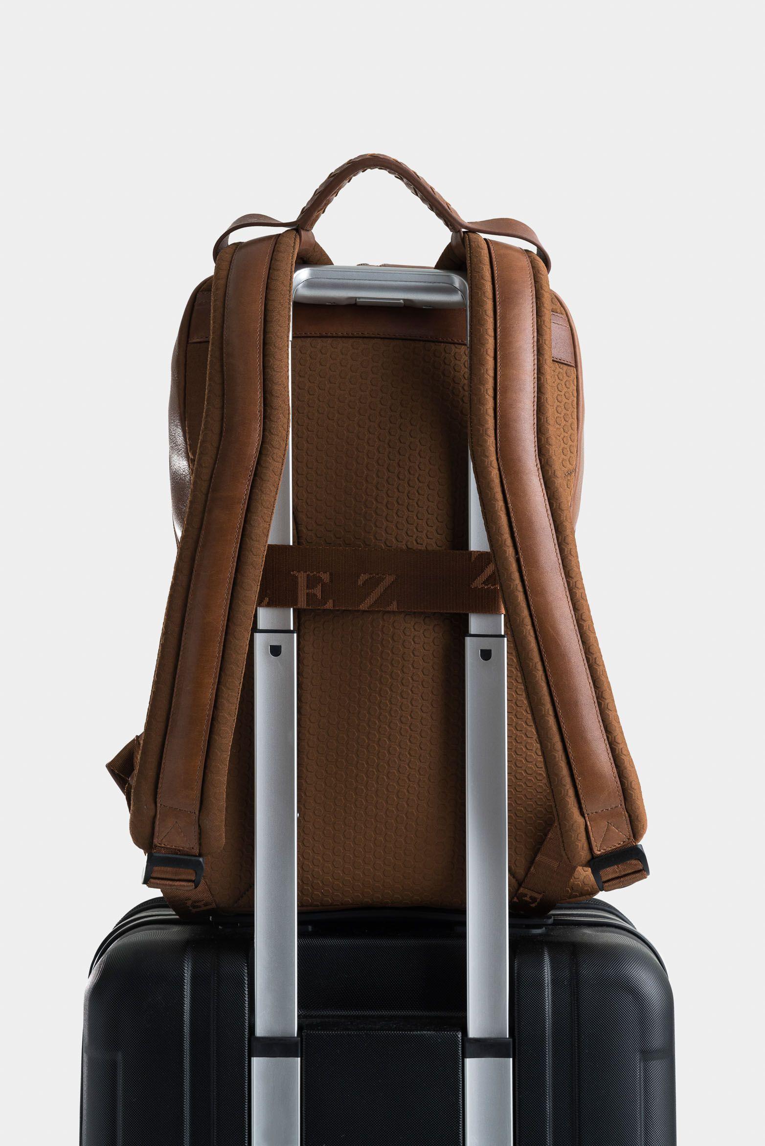 Vélez Mochila Támesis De Cuero Para Hombre Silueta Slim Miel-2