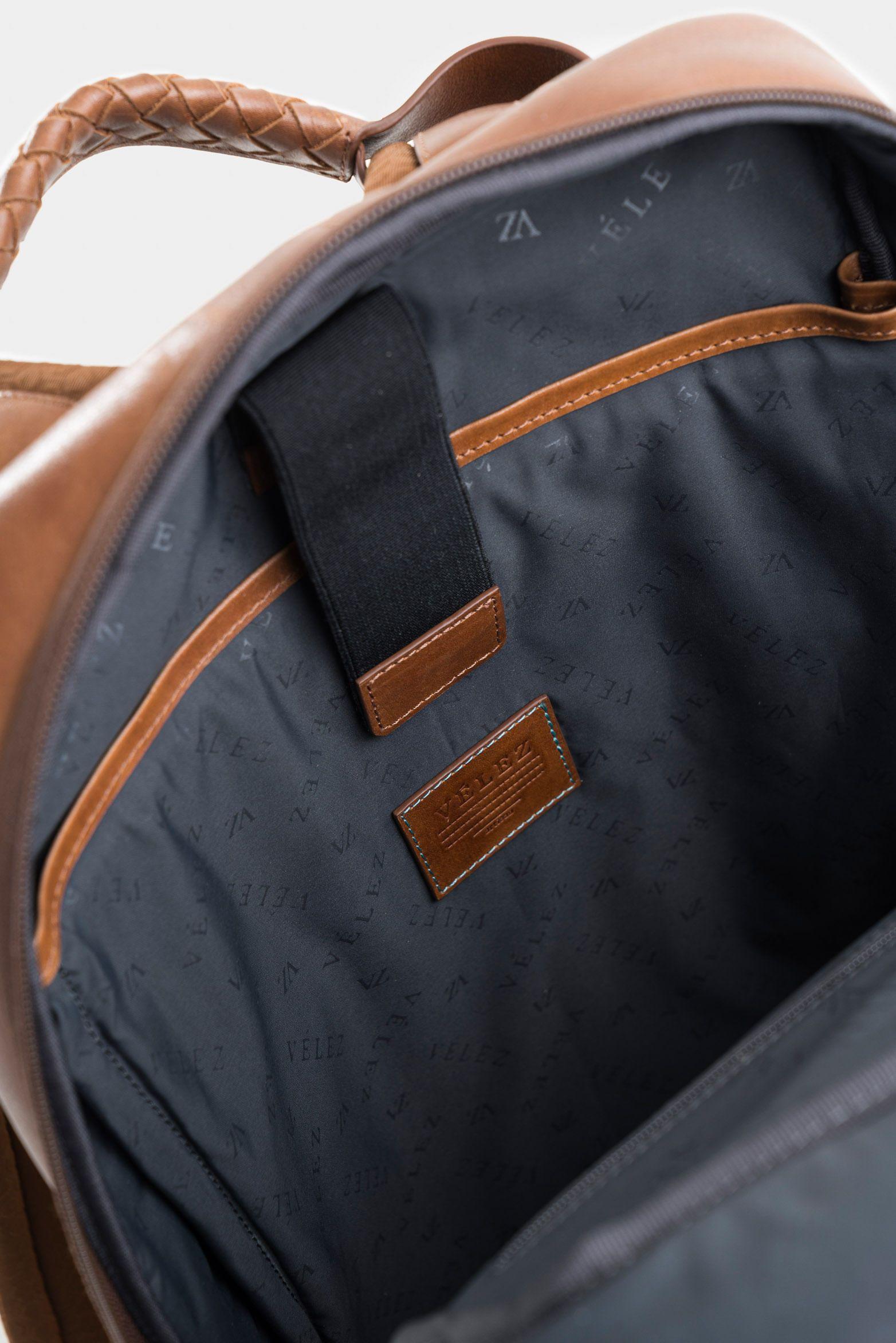 Vélez Mochila Támesis De Cuero Para Hombre Silueta Slim Miel-4