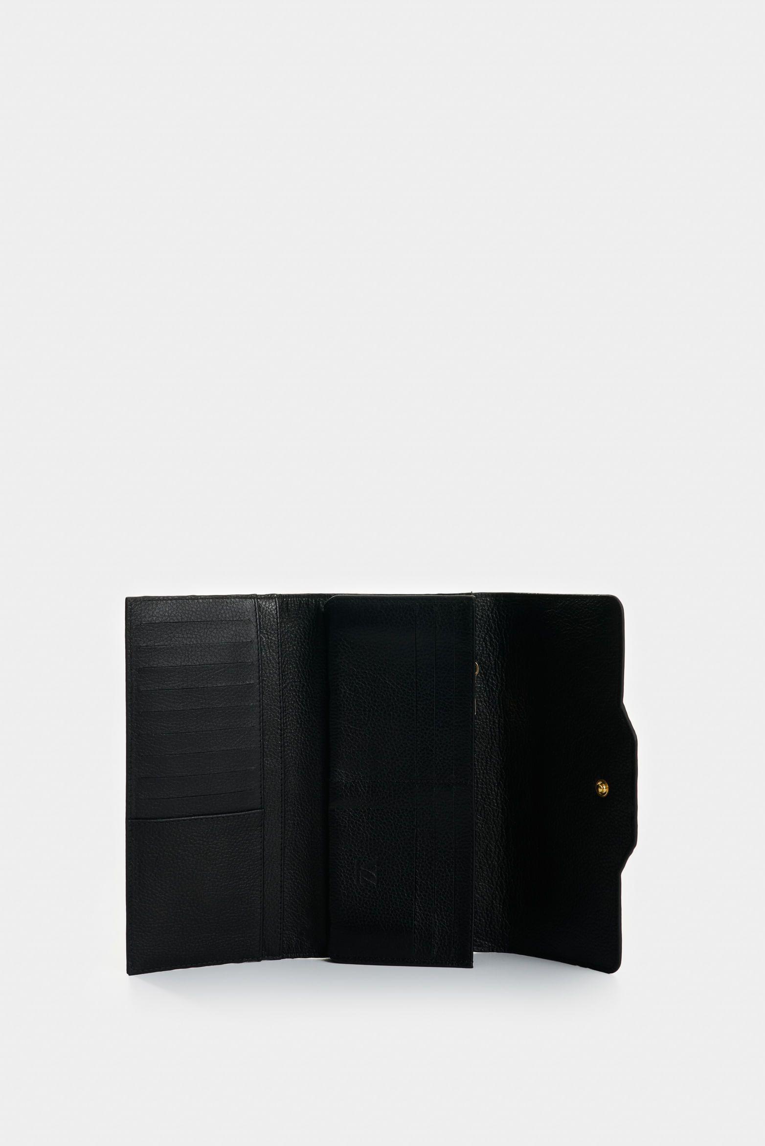 Vélez Porta Chequera De Cuero Para Mujer Damasco Negro-4