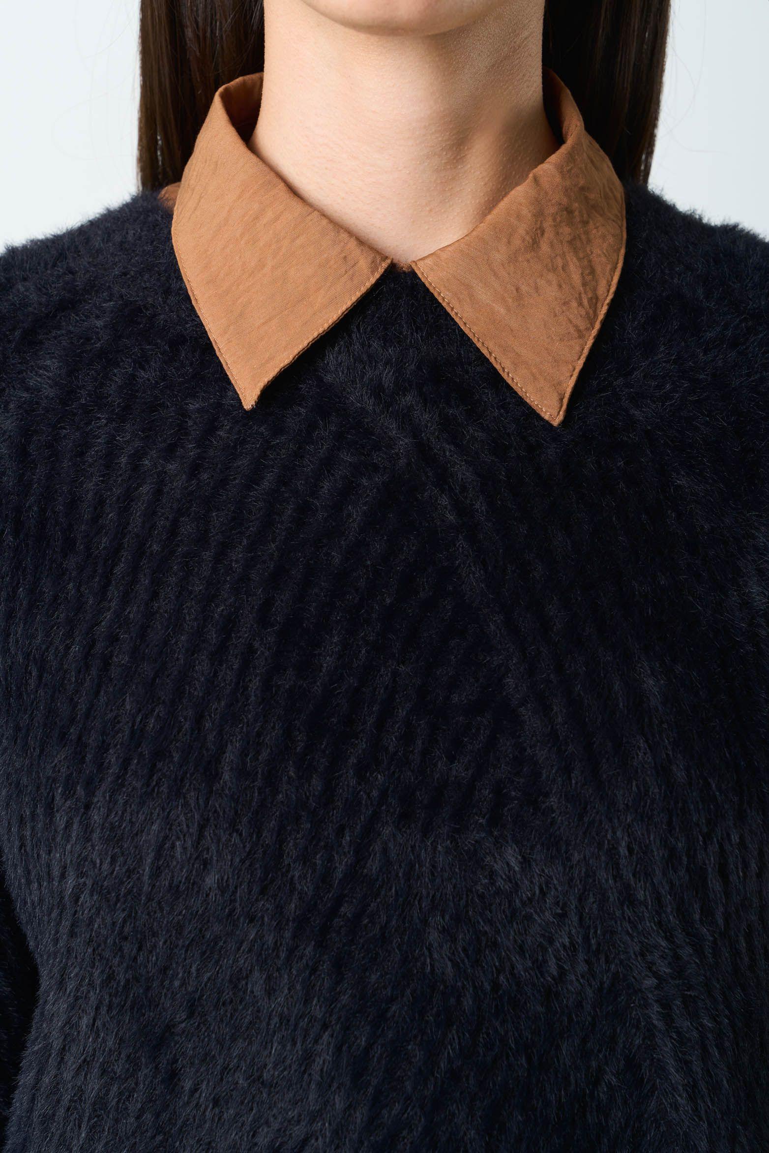 Vélez Sweater Liora Para Mujer Acanalado Asimétrico Negro-5