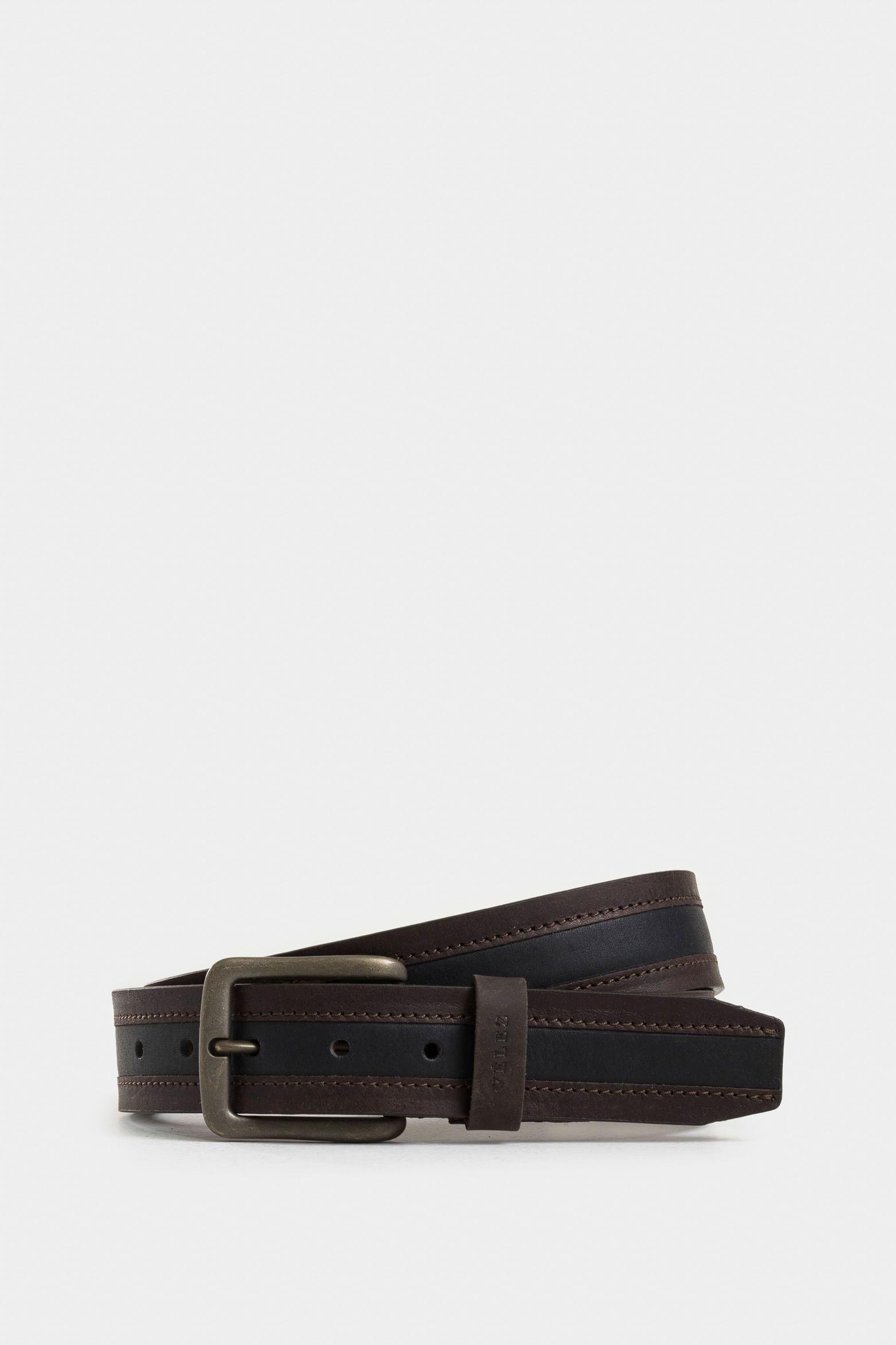 Cinturón unifaz soft de cuero para hombre punta trapecio café-0