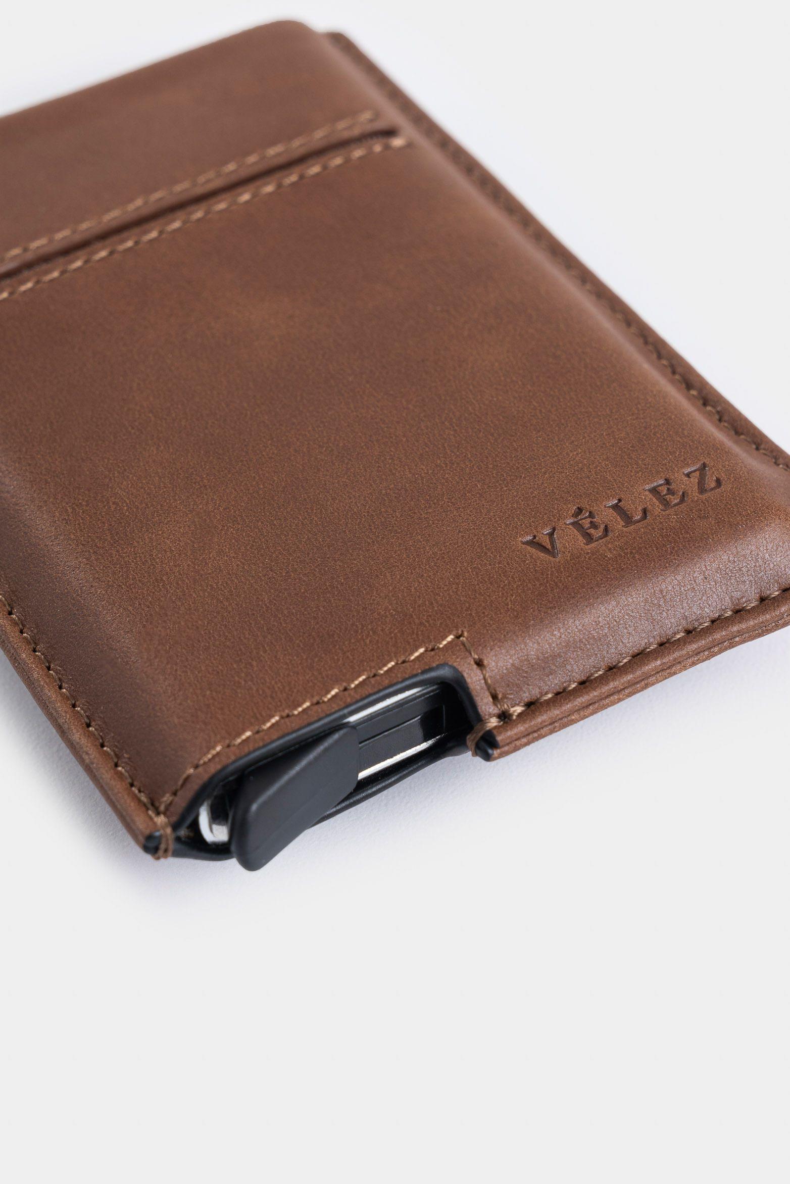 Porta documentos de cuero miniwallet Cafe-2
