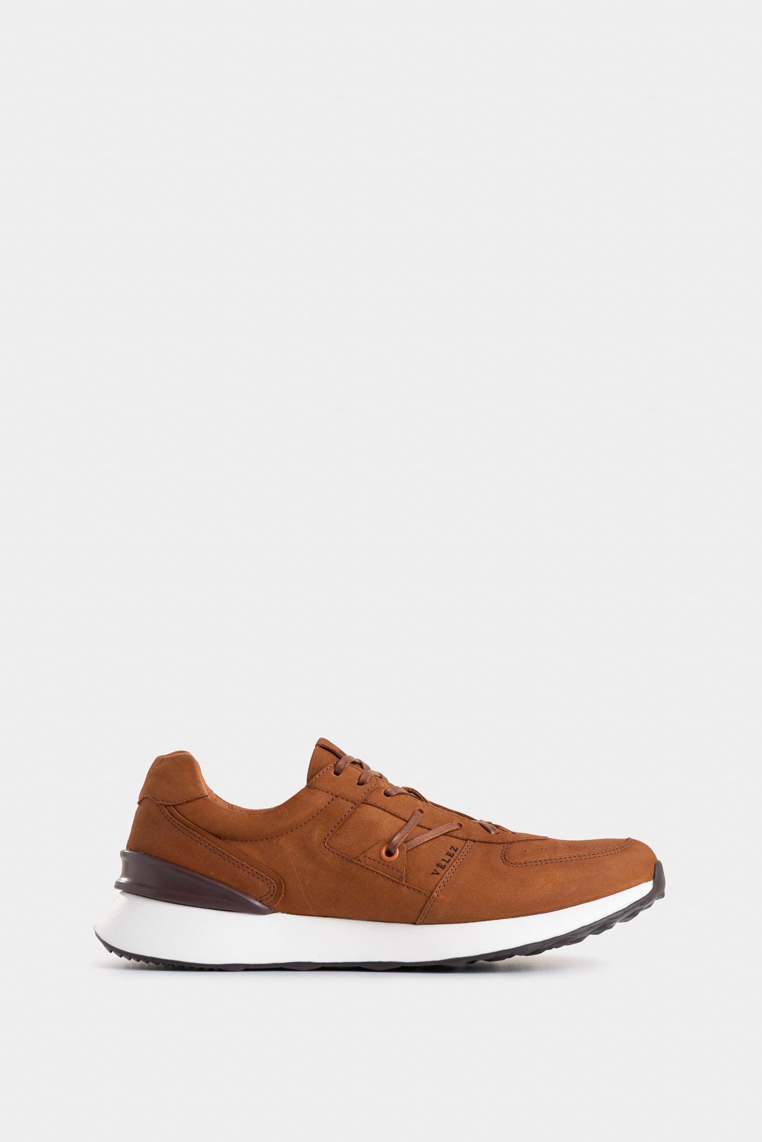 Tenis Enif de cuero para hombre detalles en contraste miel-0
