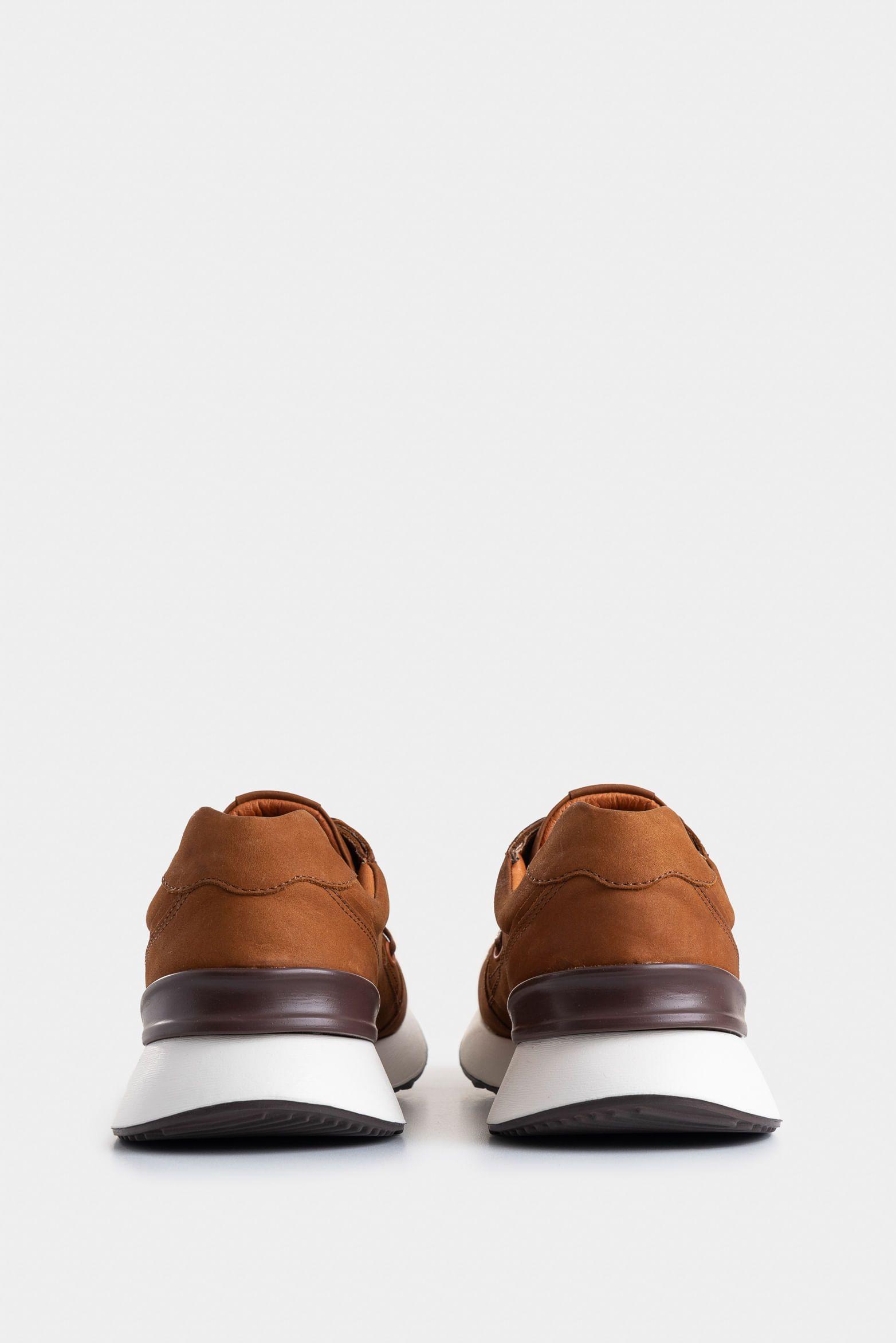 Tenis Enif de cuero para hombre detalles en contraste miel-2