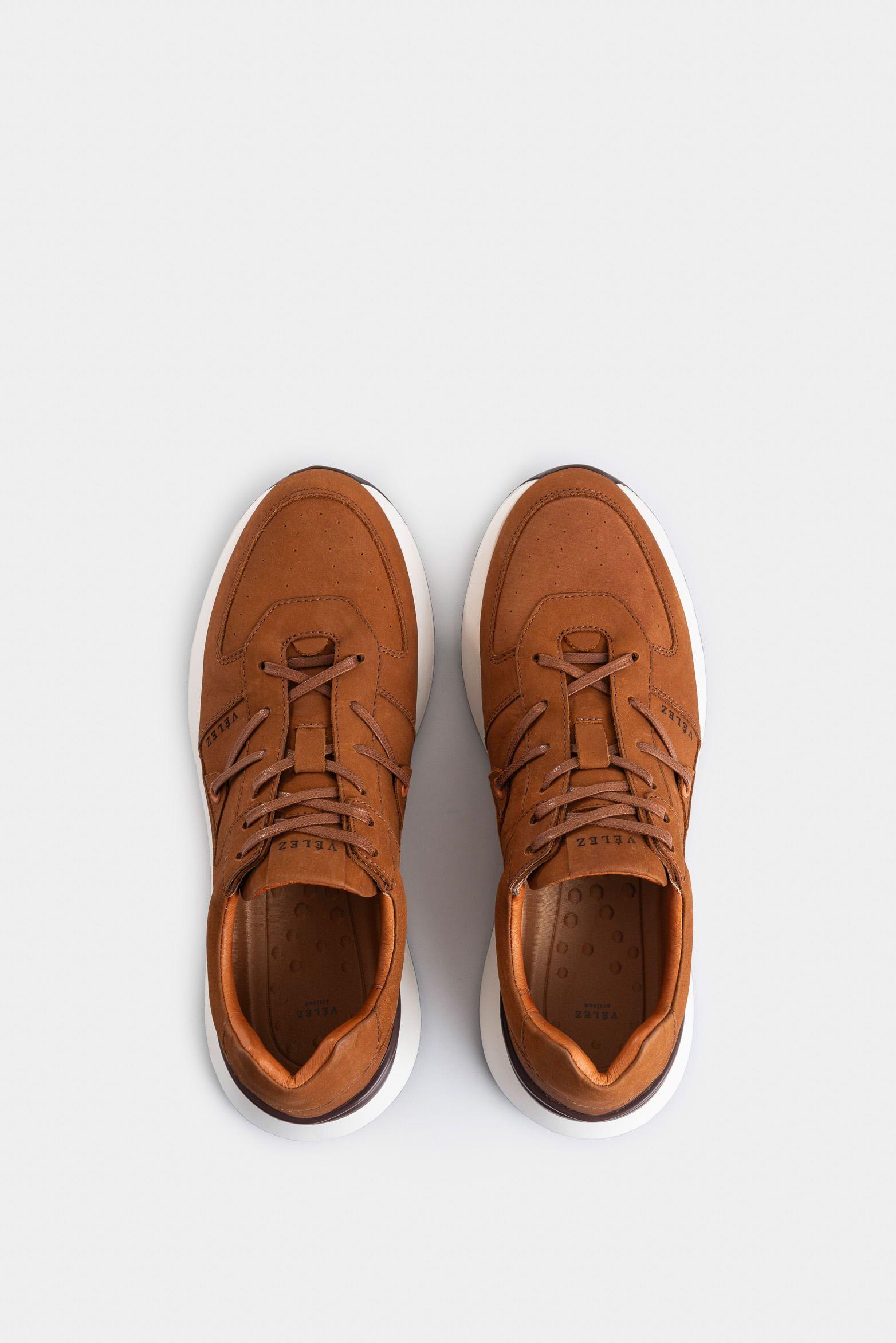 Tenis Enif de cuero para hombre detalles en contraste miel-3