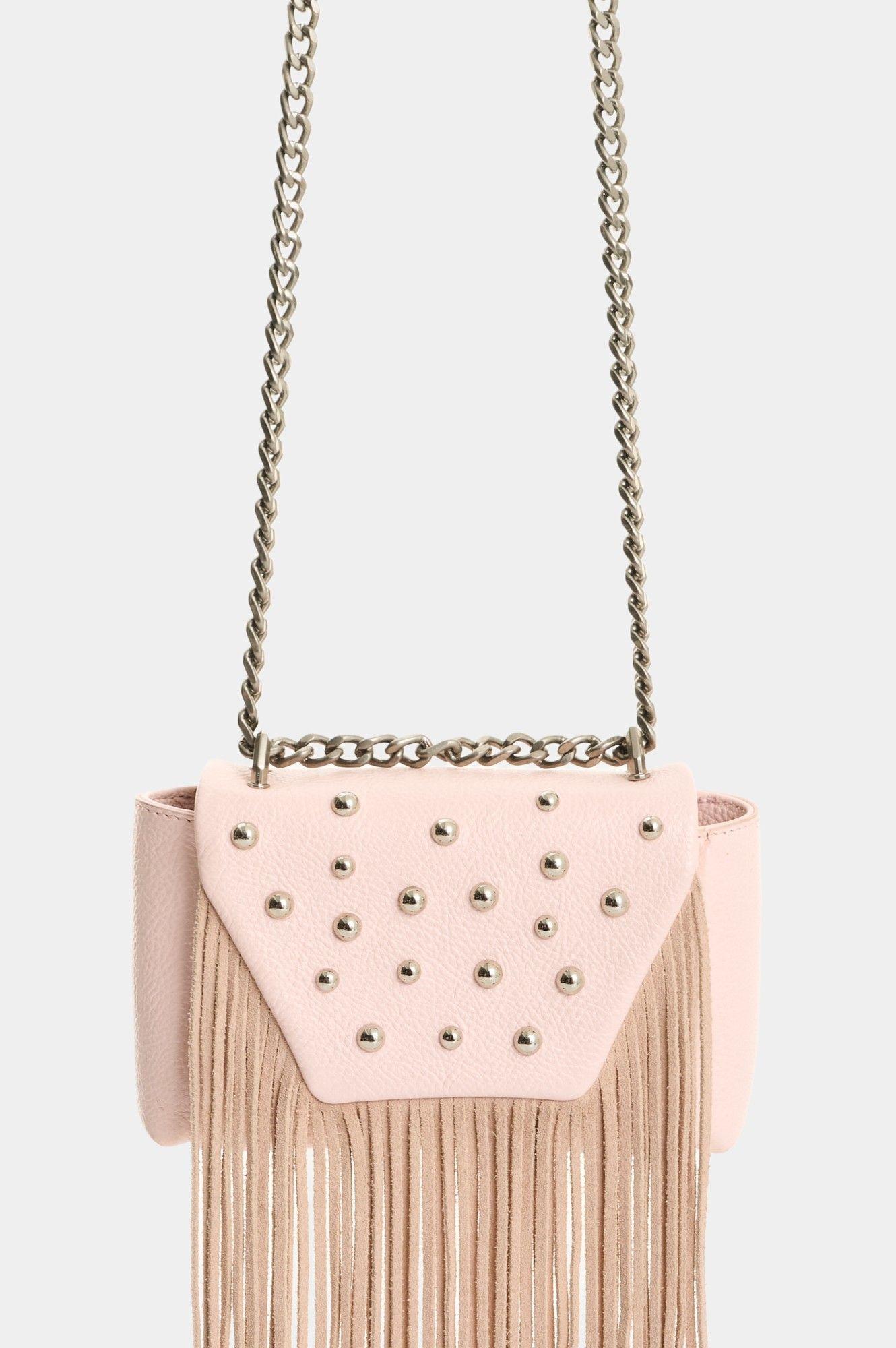Vélez Bandolera Mini Lili De Cuero Con Flecos Para Mujer-0