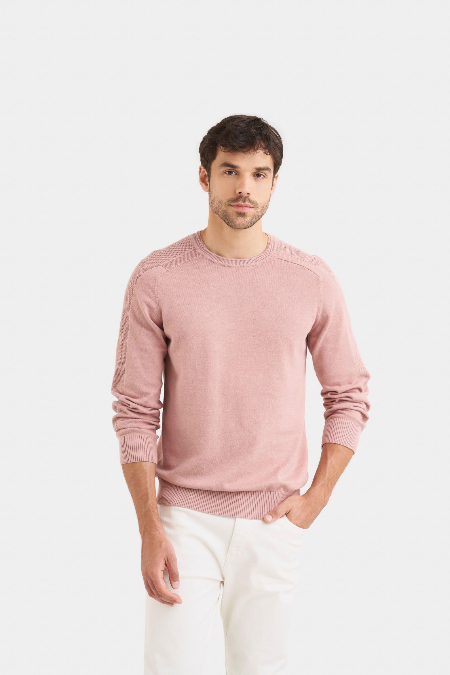 Sweater tejido en algodón para hombre manga ranglan Rosado-0