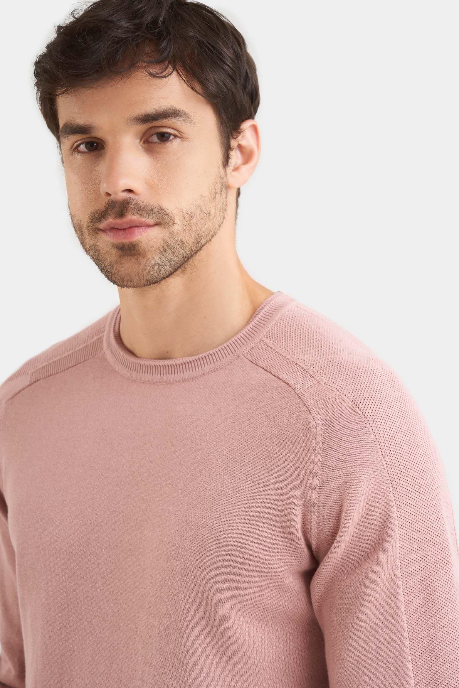 Sweater tejido en algodón para hombre manga ranglan Rosado-1