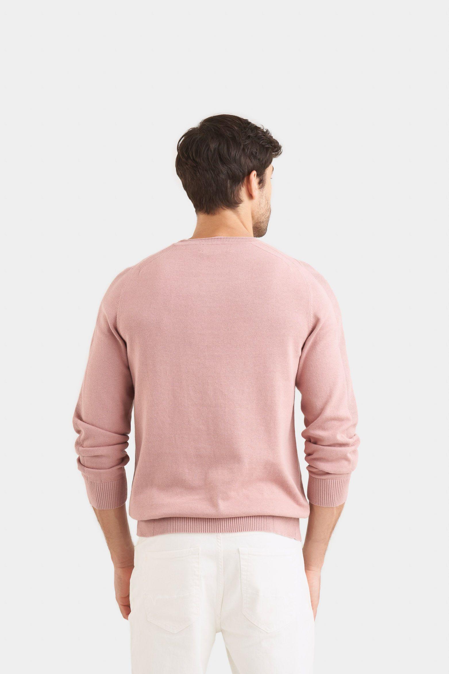 Sweater tejido en algodón para hombre manga ranglan Rosado-4
