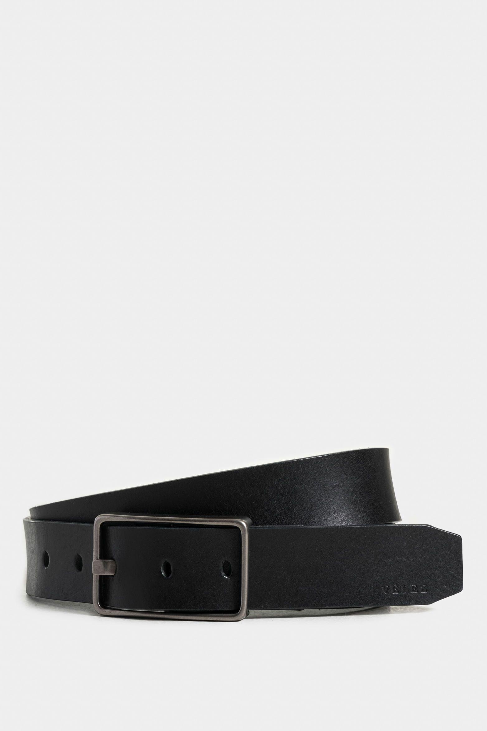 Cinturón unifaz samur de cuero para hombre hebilla cuadrada negro-0
